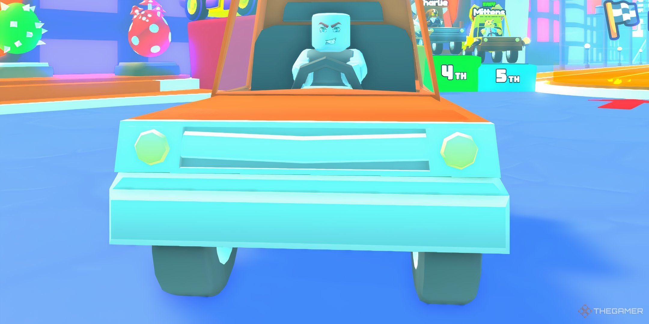 a player in his car in Car Race Simulator on Roblox