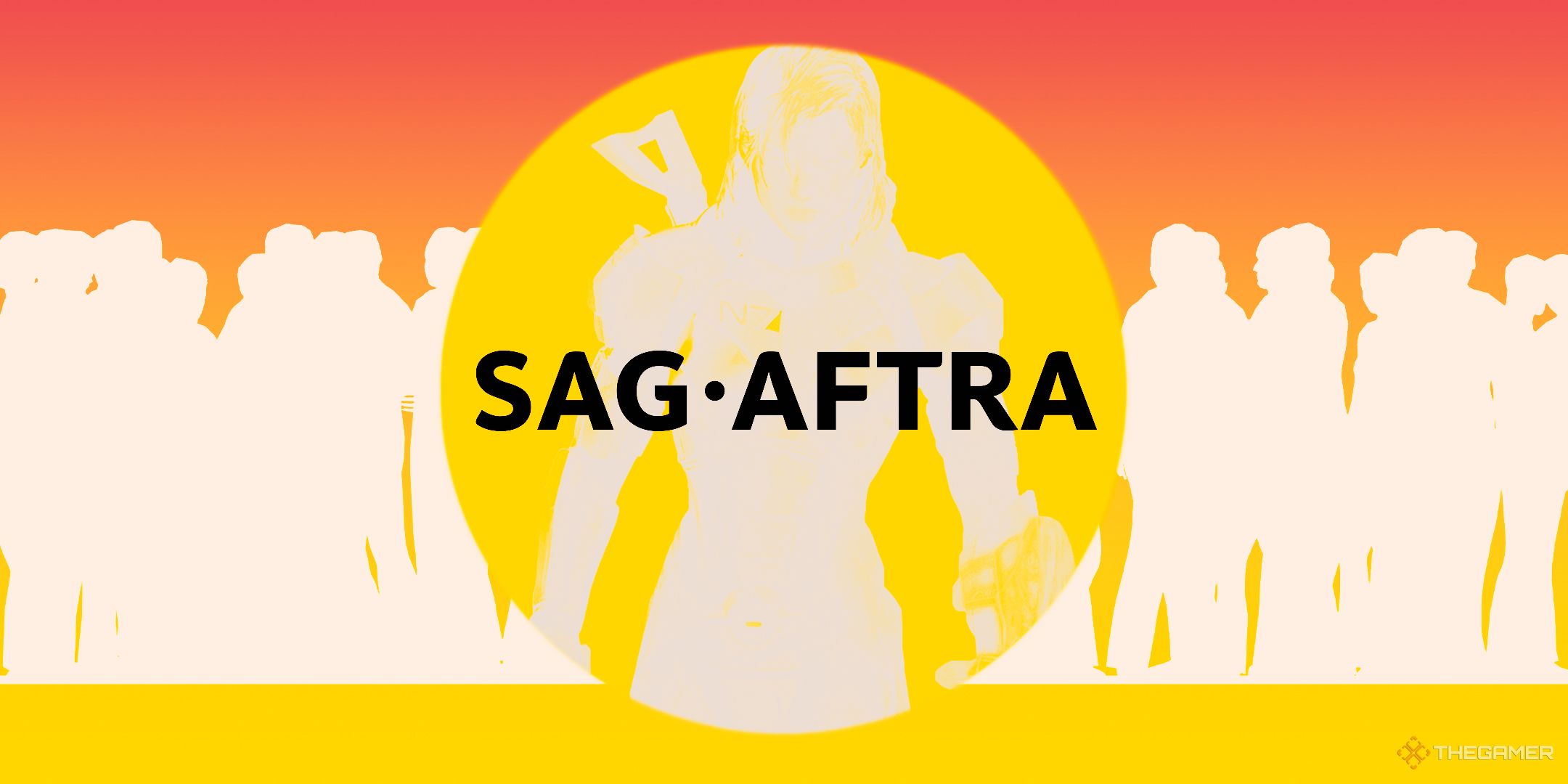 A graphic with video game characters next to the SAG-AFTRA logo