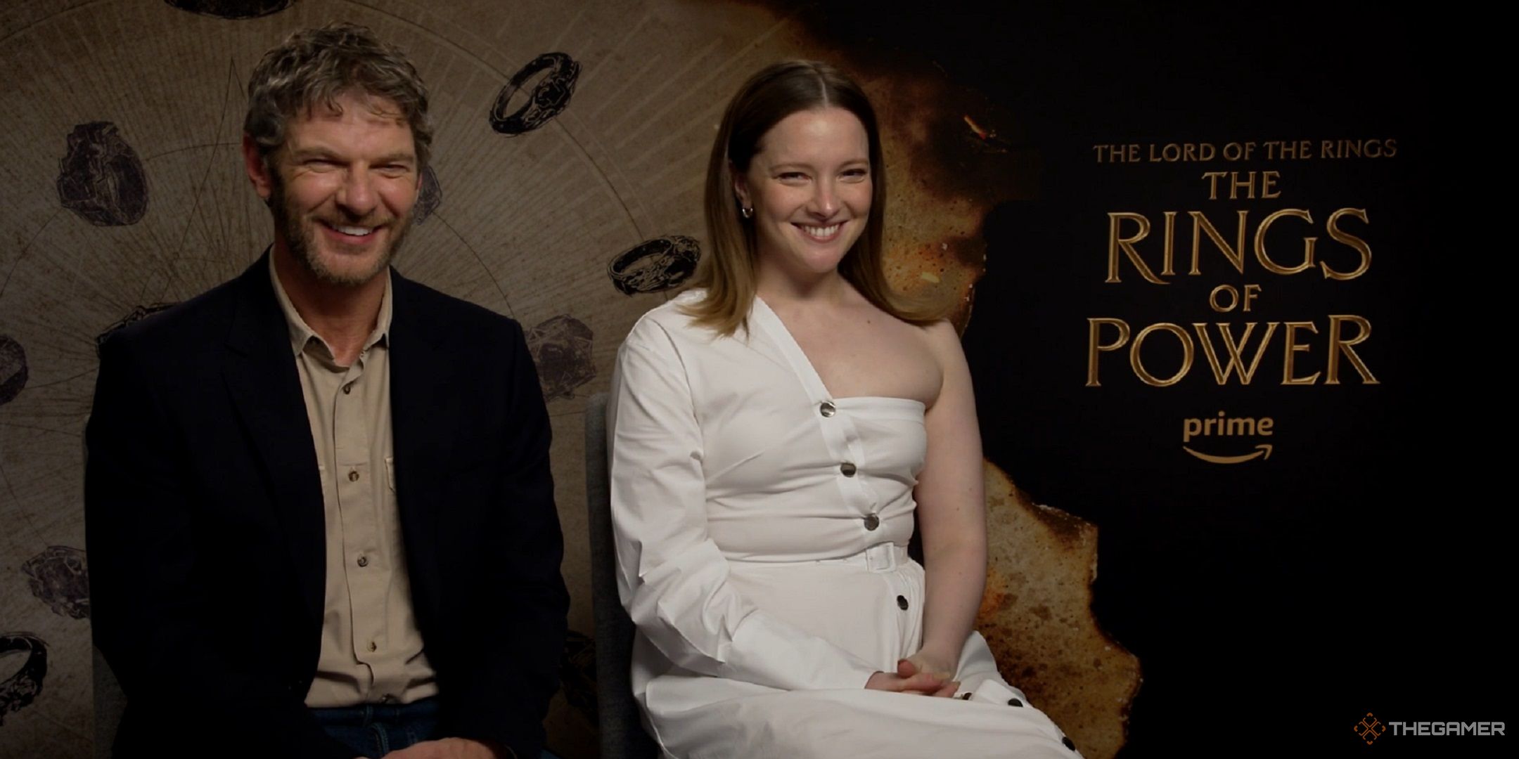 sam hazeldine and morfydd clark from the rings of power in an interview-1