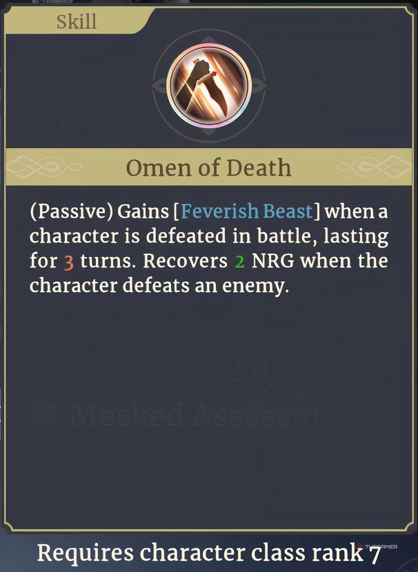 Omen of Death Skill In Sword of Convallaria.