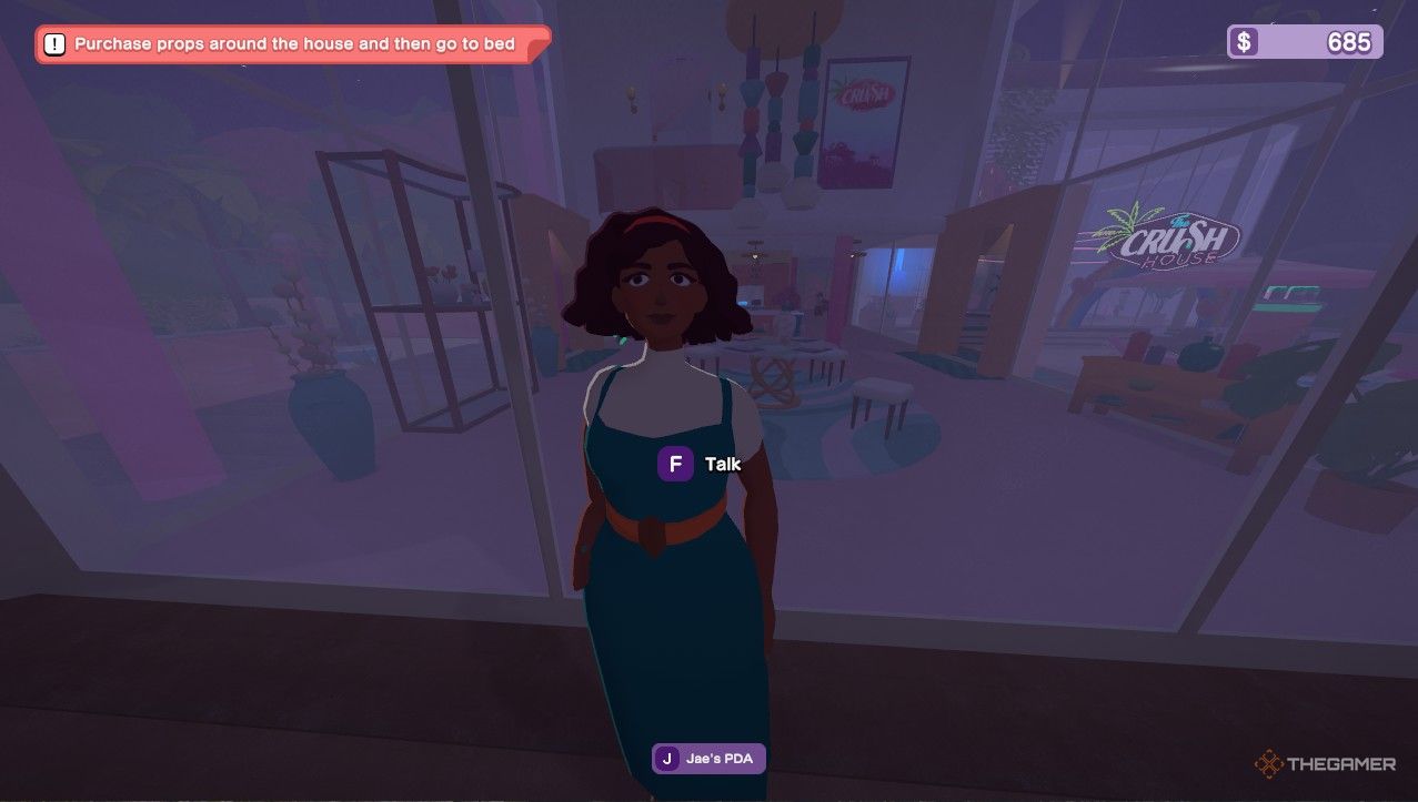 Talking to Bea in The Crush House.-1