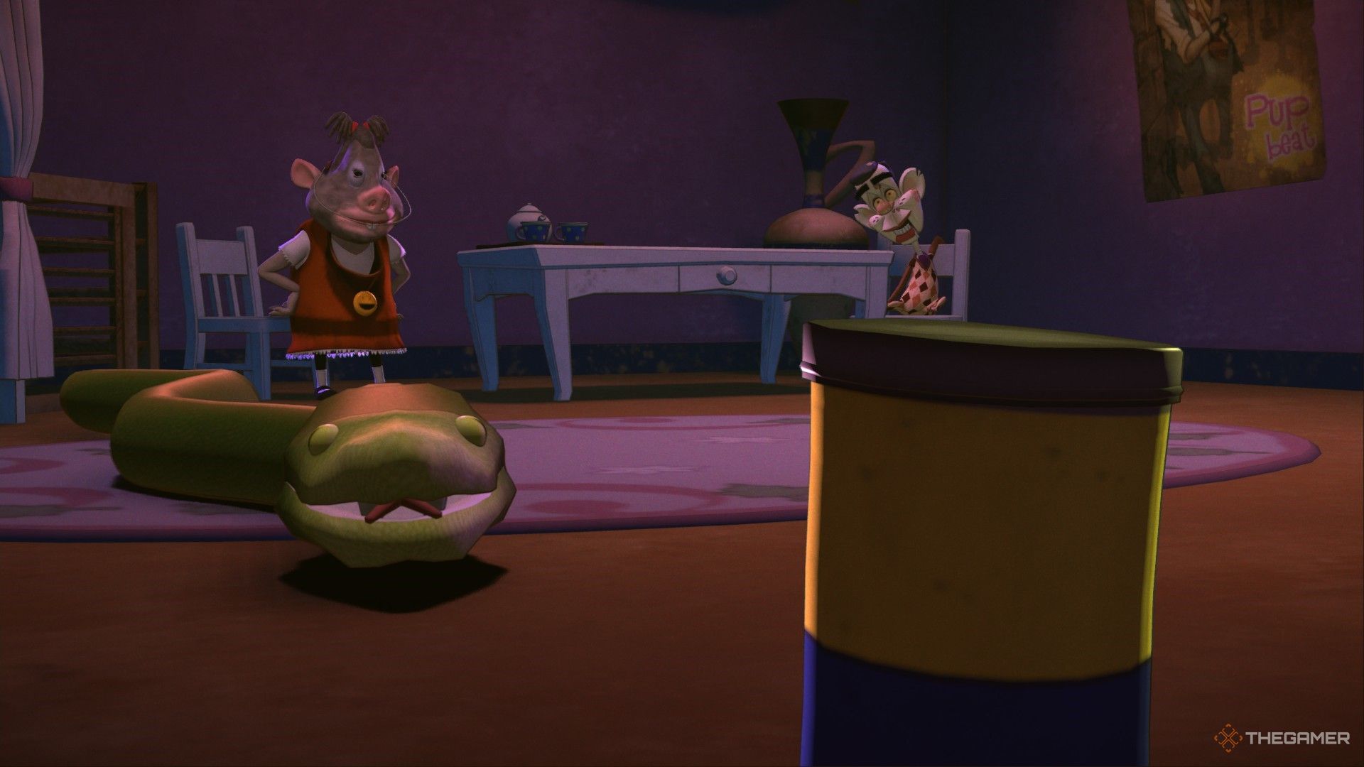 The asp about to eat the can of nuts in Sam and Max The Devil's Playhouse Episode 2