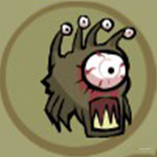 The portrait of the Beholder animal orb appears inside a circle in Castle Crashers.