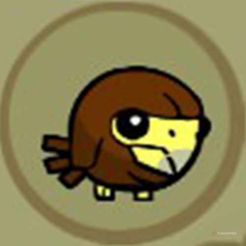 The portrait of the Hawkster animal orb appears inside a circle in Castle Crashers.