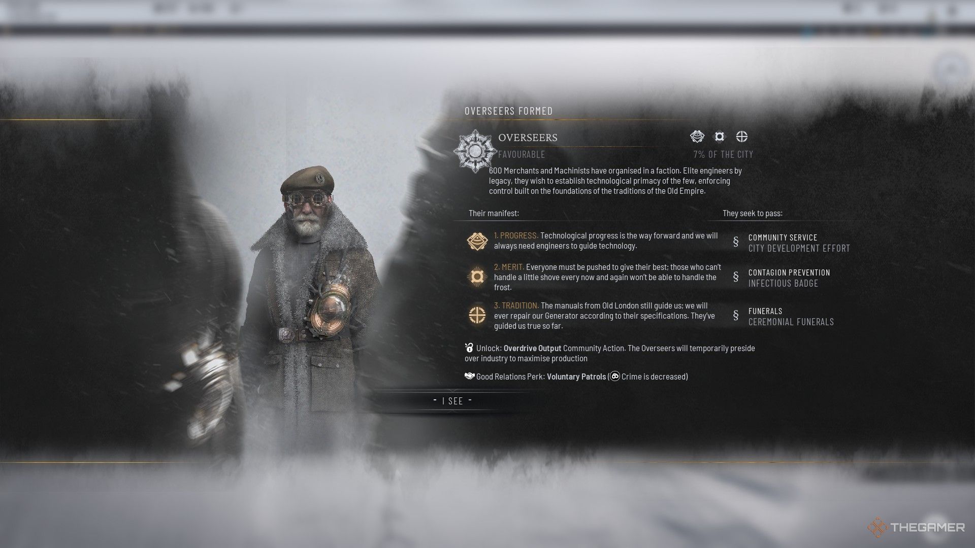 The Overseers Faction is formed in Frostpunk 2.