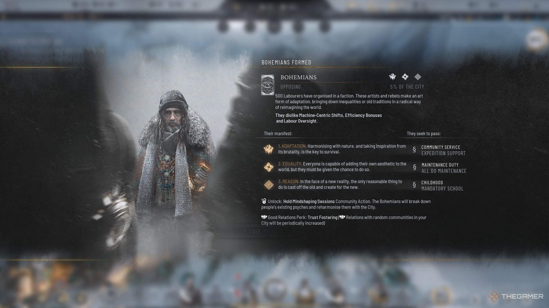 The Bohemians Faction is formed in Frostpunk 2.