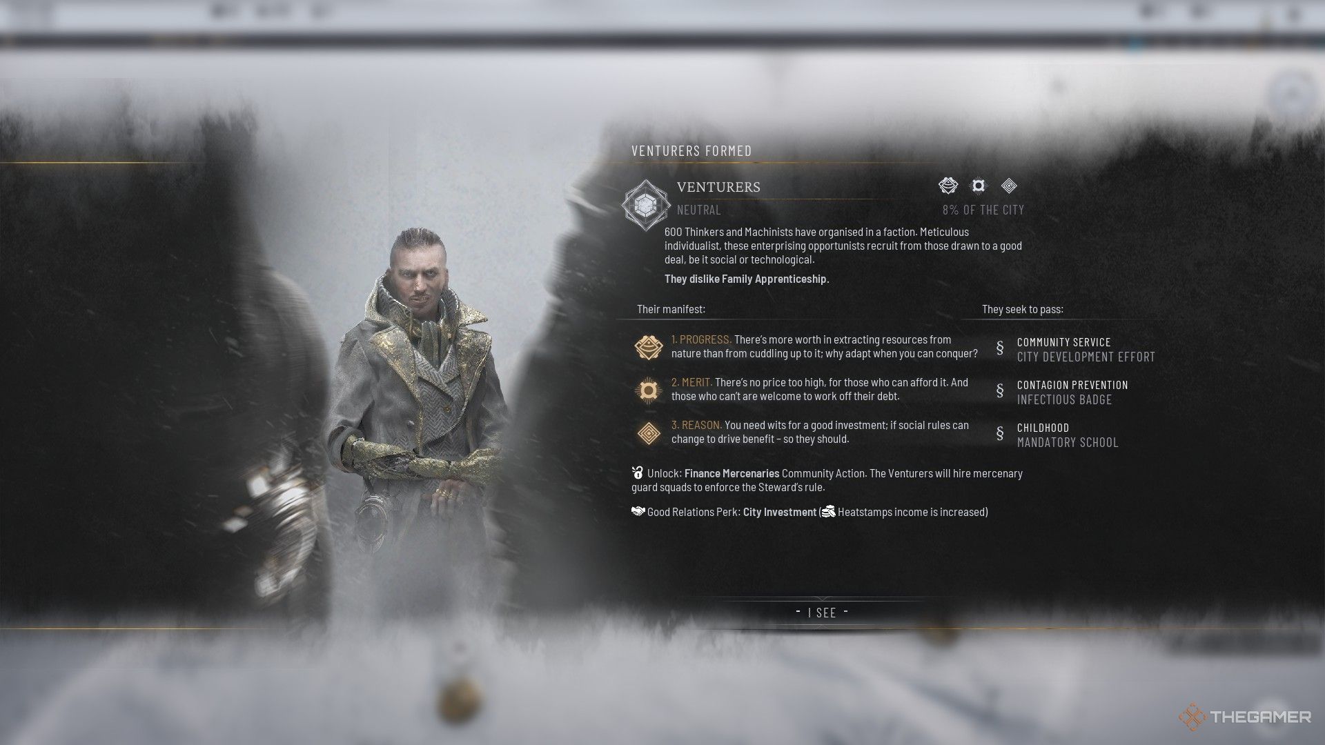 The Venturer Faction is formed in Frostpunk 2.