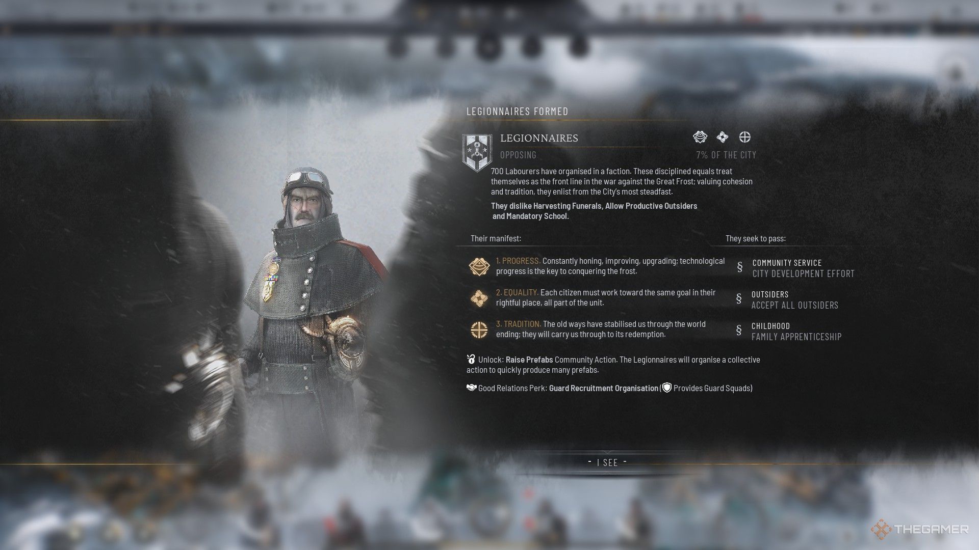 Legionnaire factions are formed in Frostpunk 2.