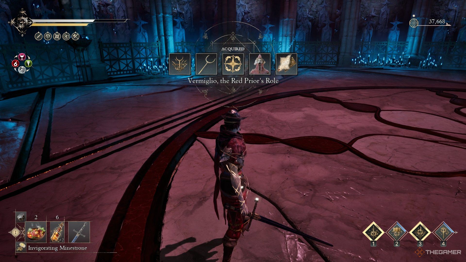 This image shows the reward for defeating Red Monk Vermiglio in Enotria: The Last Song.