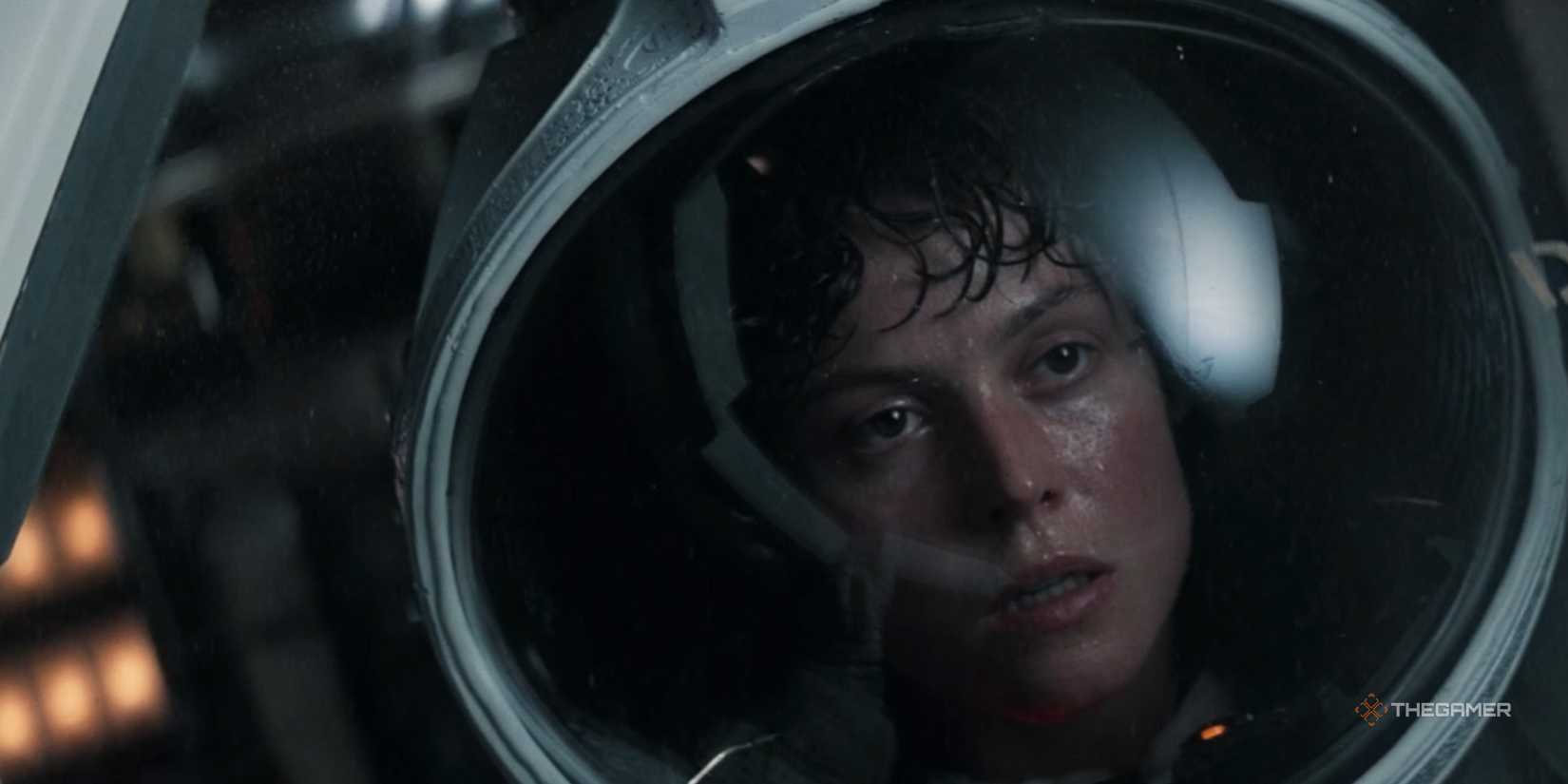 Close -up of Ellen Ripley in Alien's space suit.