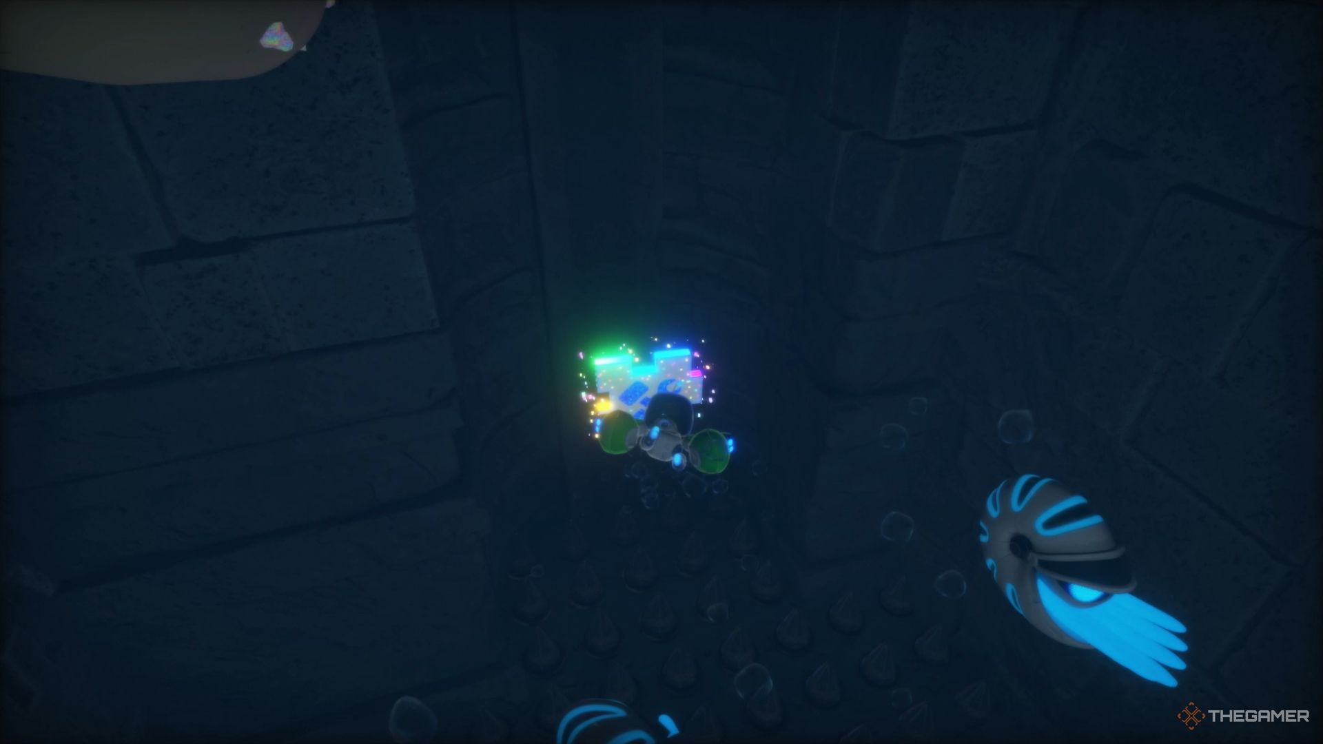 Astro Bot. The Wormy Passage Level. Swimming to get the second jigsaw puzzle piece.