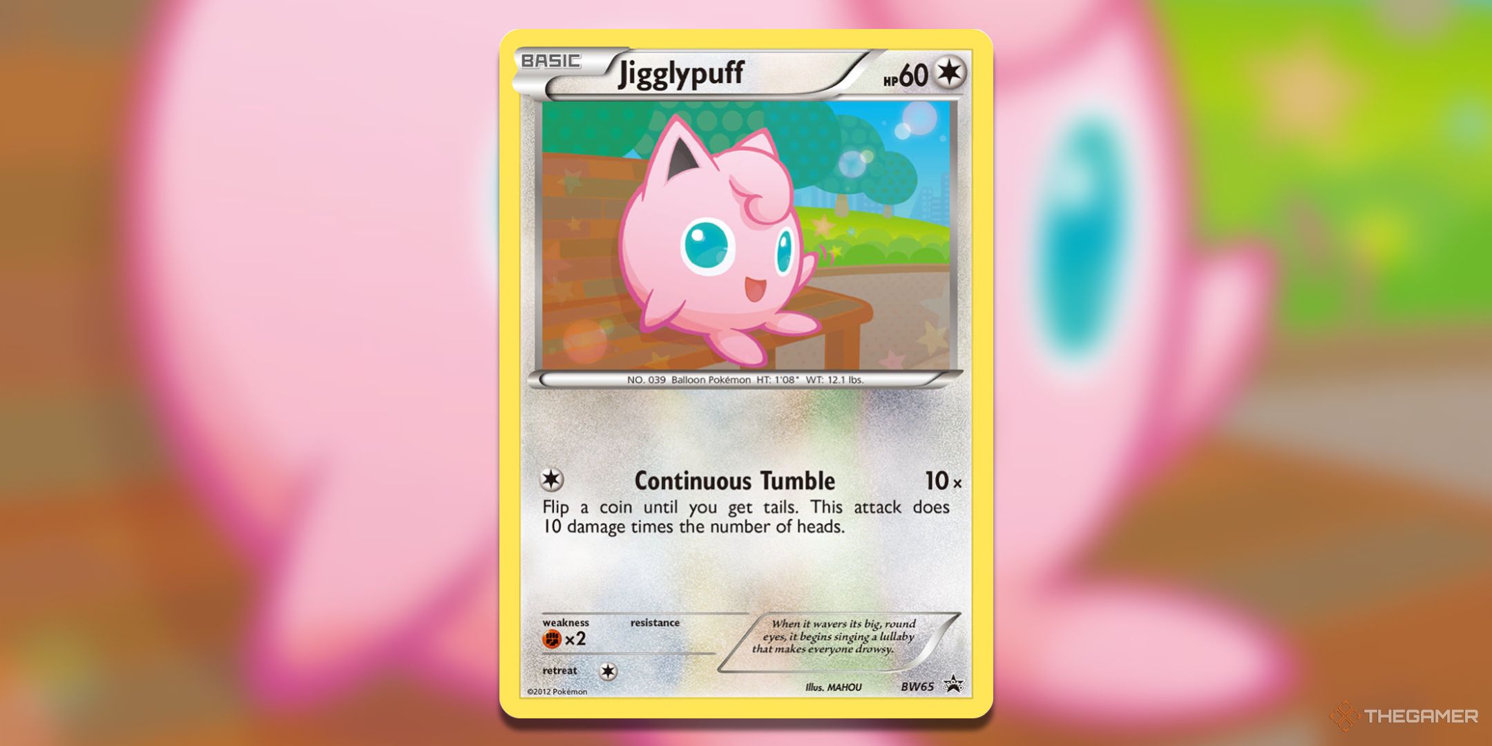Black and White Jigglypuff Pokemon TCG Card Art.