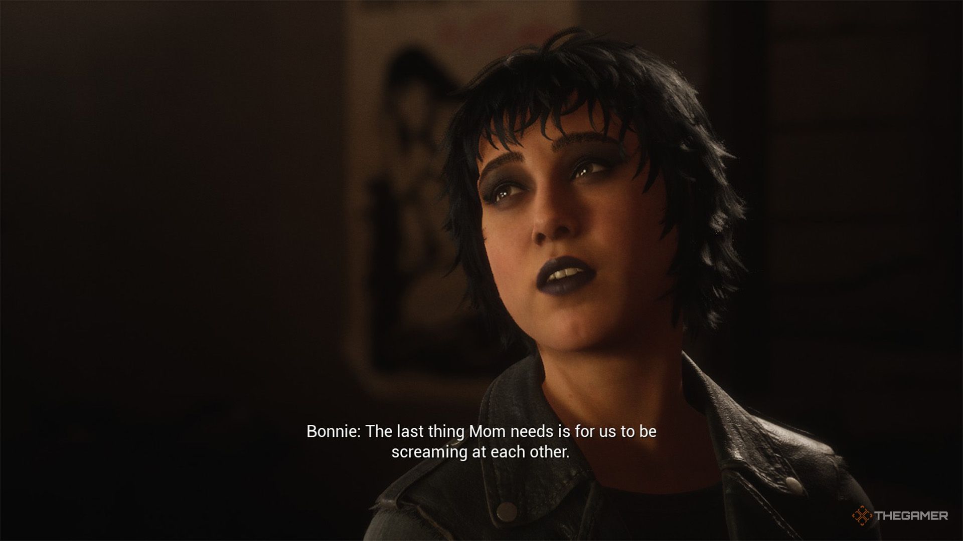 Bonnie is speaking with Jamie in their house in The Casting Of Frank Stone.
