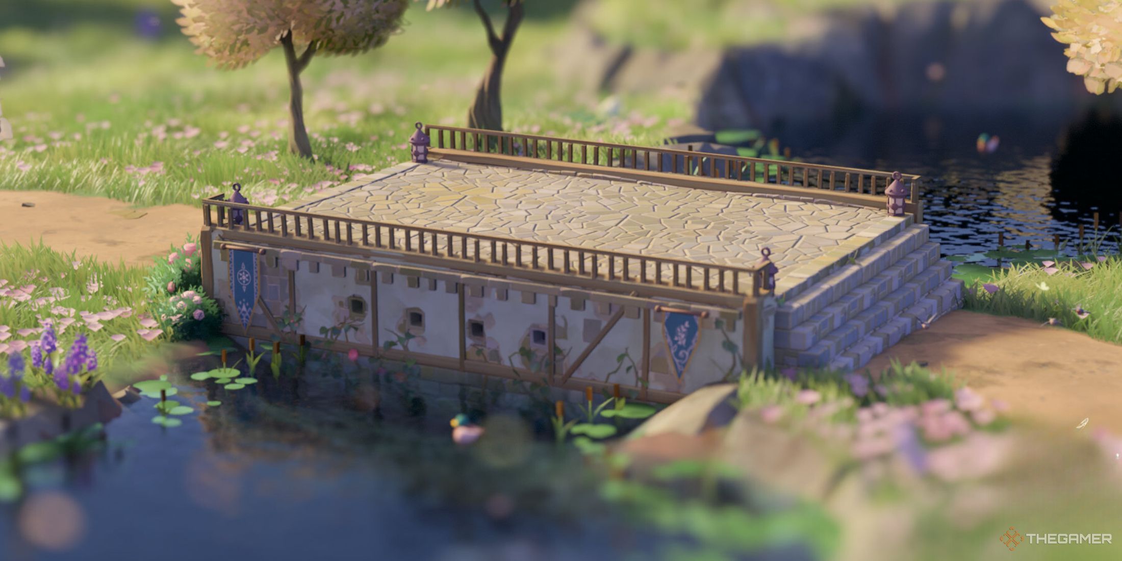 A photo of a bridge in the game Tiny Glade.