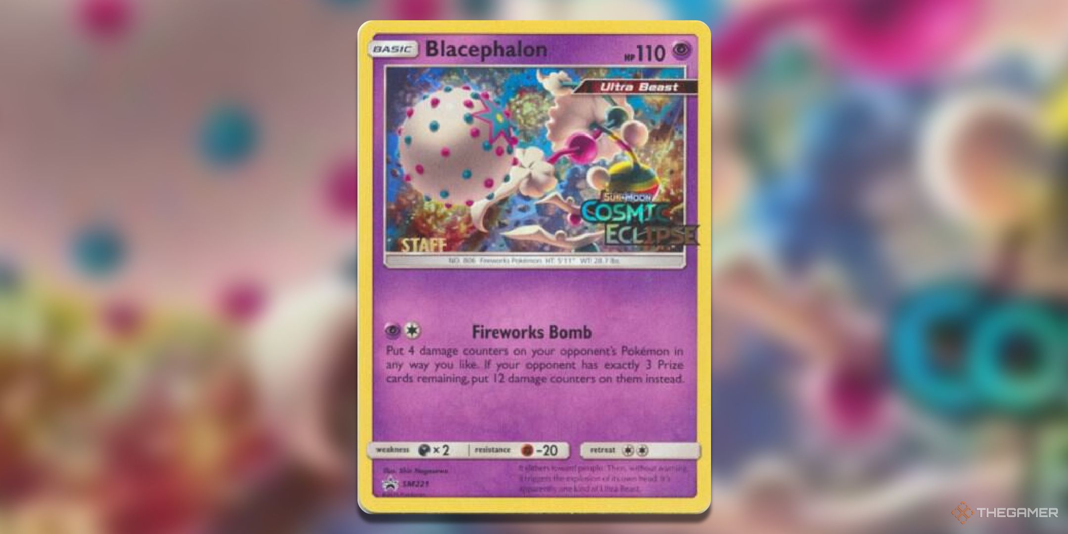 Cosmic Eclipse Blacephalon Pokemon TCG Card Art.
