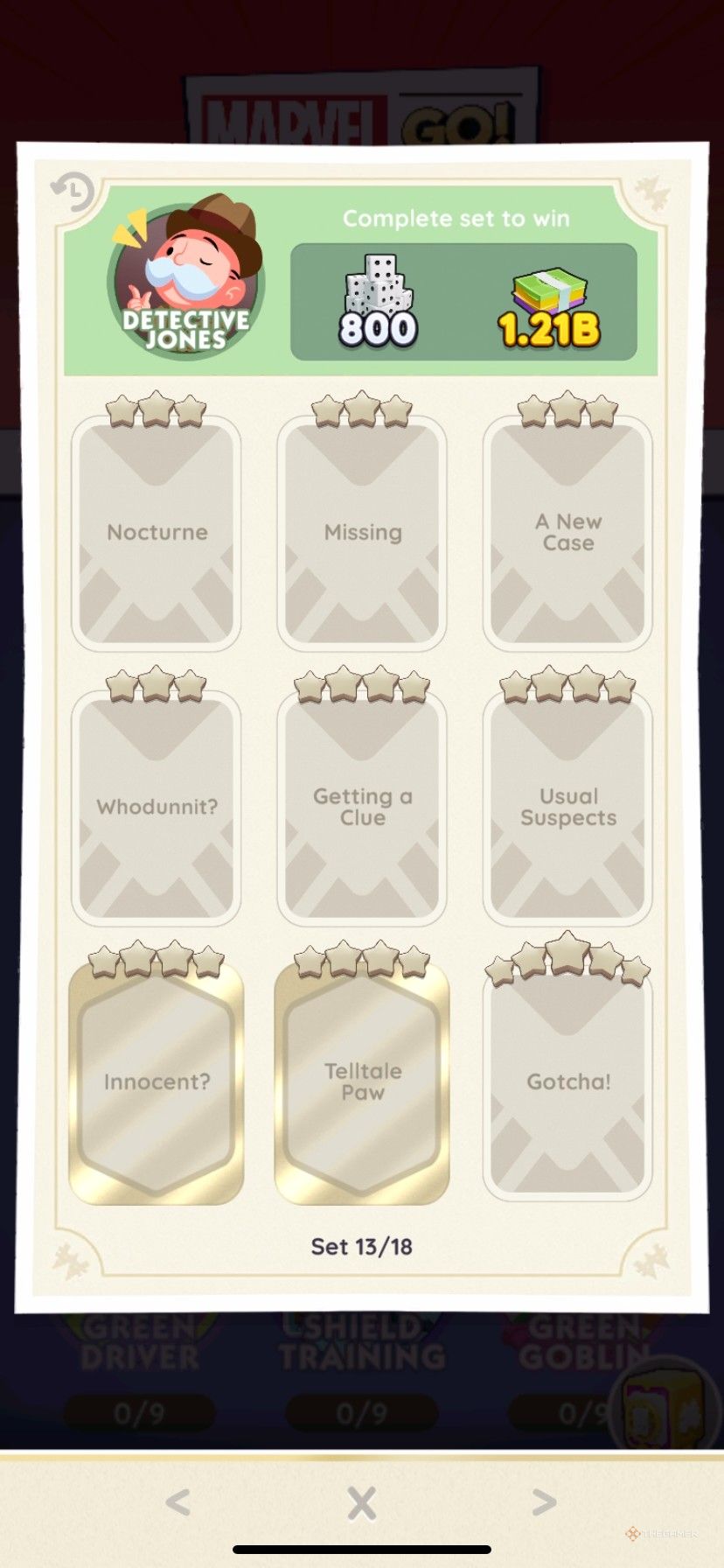 Detective Jones sticker album in Monopoly Go in Marvel Go.