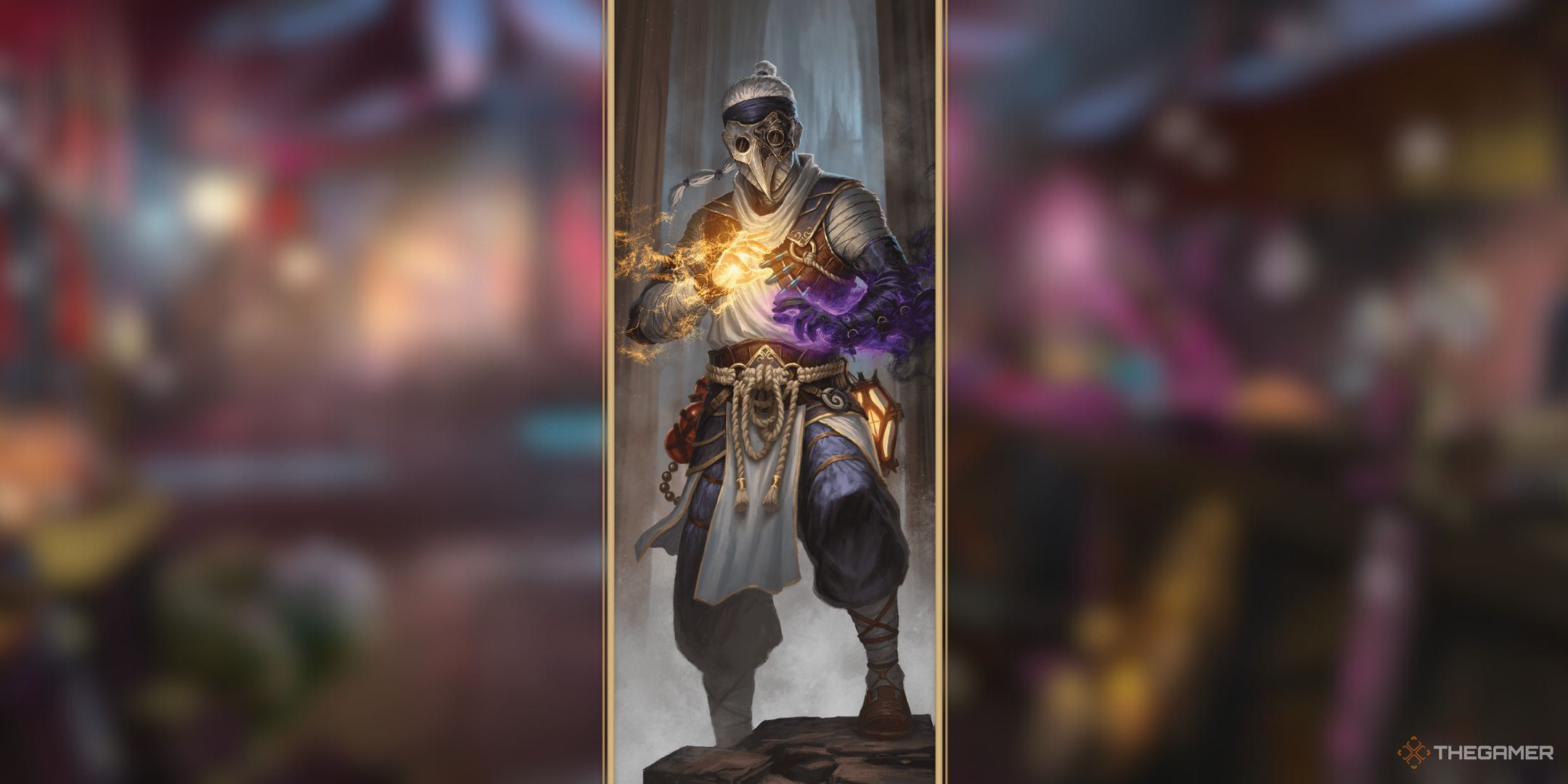 Dungeons & Dragons goliath monk warrior of mercy by Oliver Bernard on a blurred background.