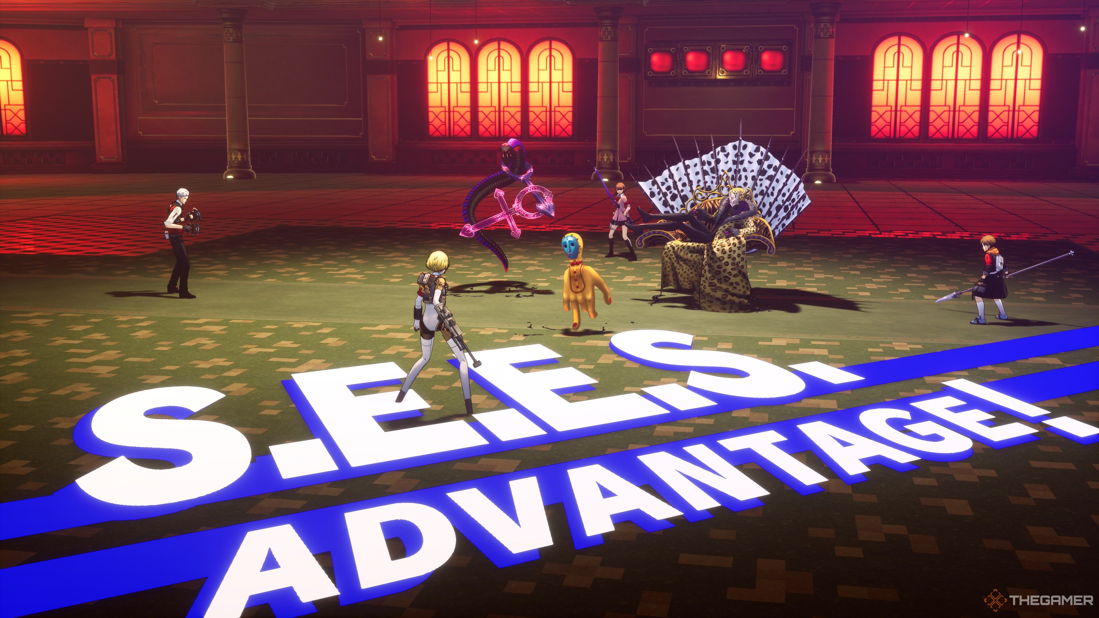 Entering a battle with the rare golden Shadow in the Ptolomea door in Persona 3 Reload Episode Aigis.