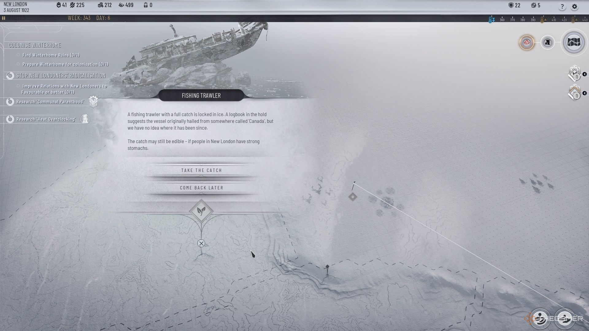 The Fishing Trawler in the Frozen Sea in Frostpunk 2&rsquo;s Frostlands.