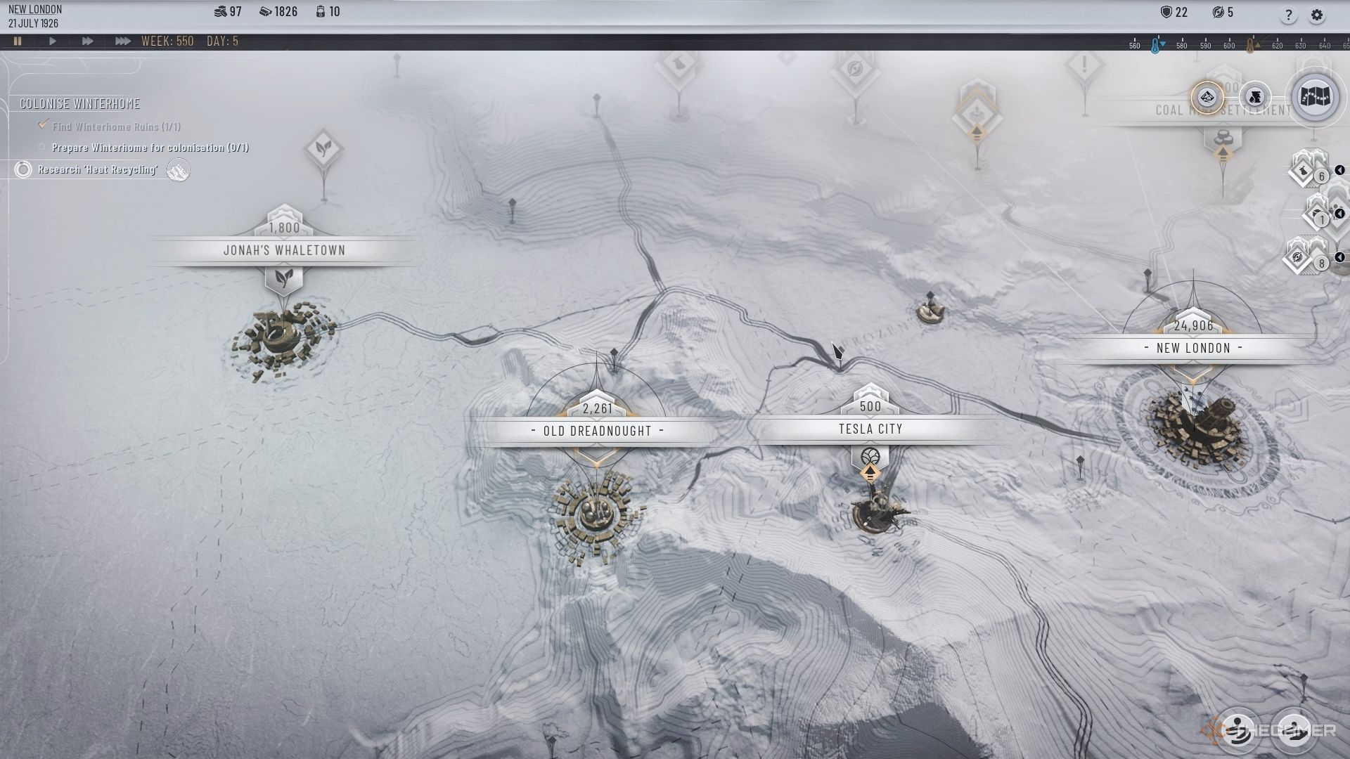 The Old Dreadnought in the Desolate Coast in Frostpunk 2&rsquo;s Frostlands.