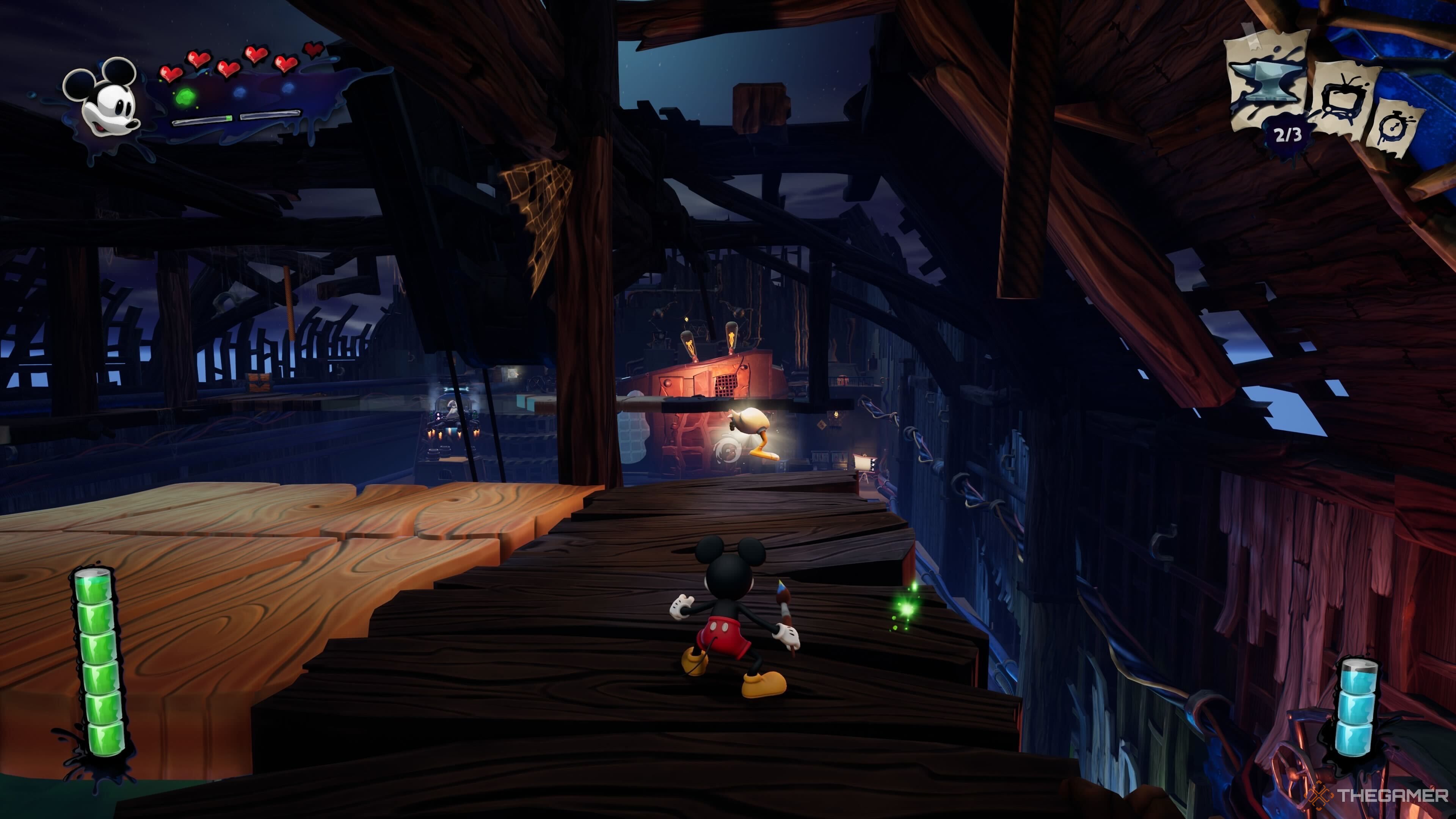 لوکیشن پای چپ دونالد در Epic Mickey: Rebrushed.
