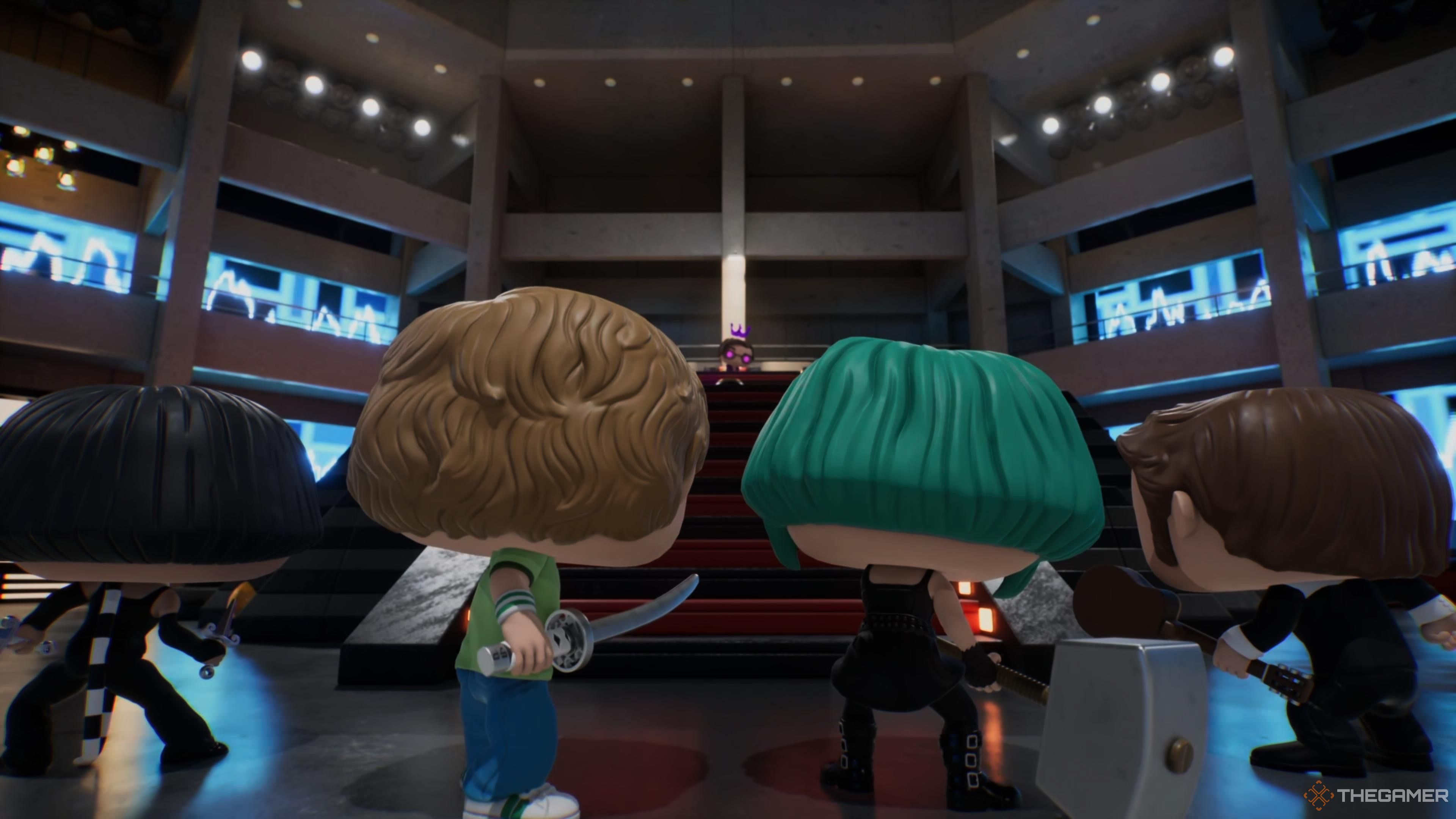 Scott Pilgrim and friends face down Gideon in Funko Fusion.