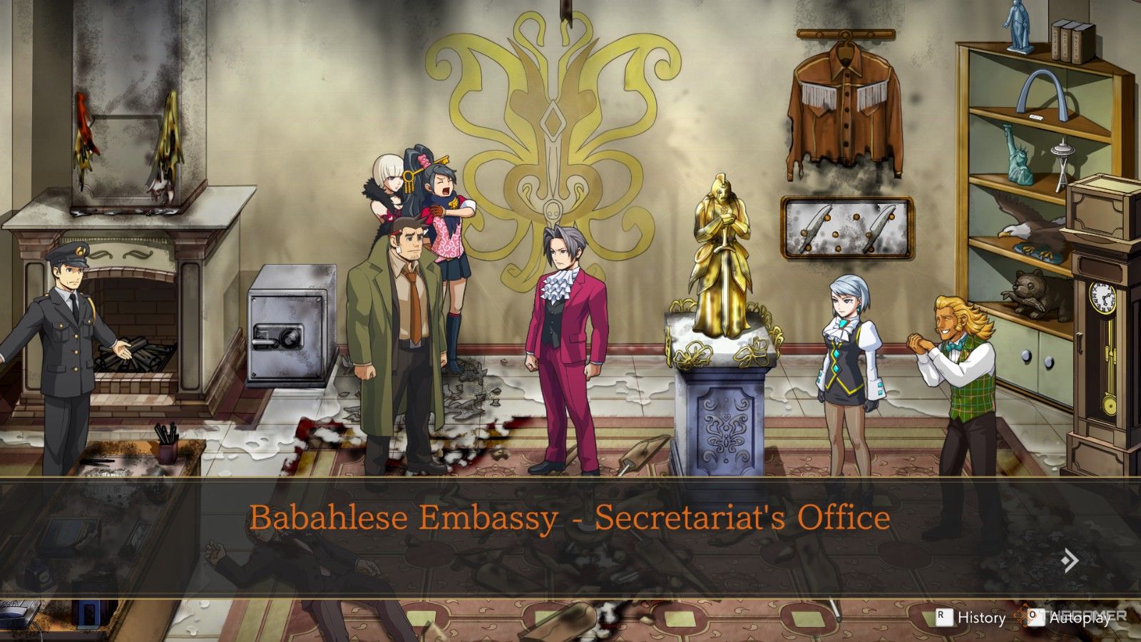 Investigating the Babahlese Embassy in Ace Attorney Investigations Episode 5.