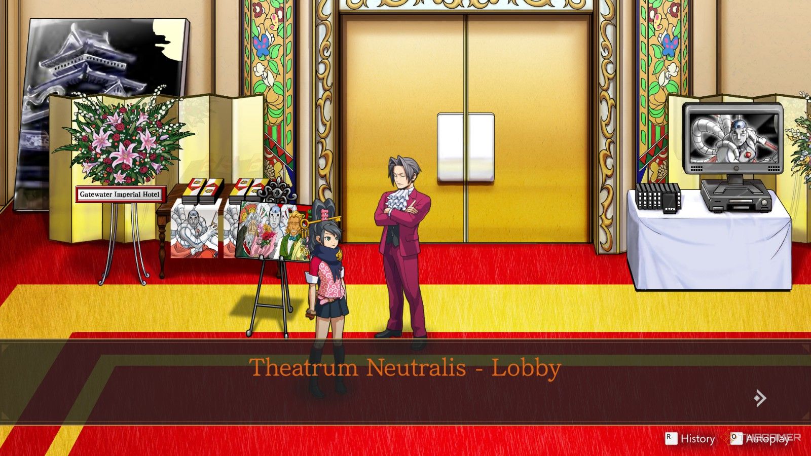 Investigating the Theatrum Neutralis in Ace Attorney Investigations Episode 5.