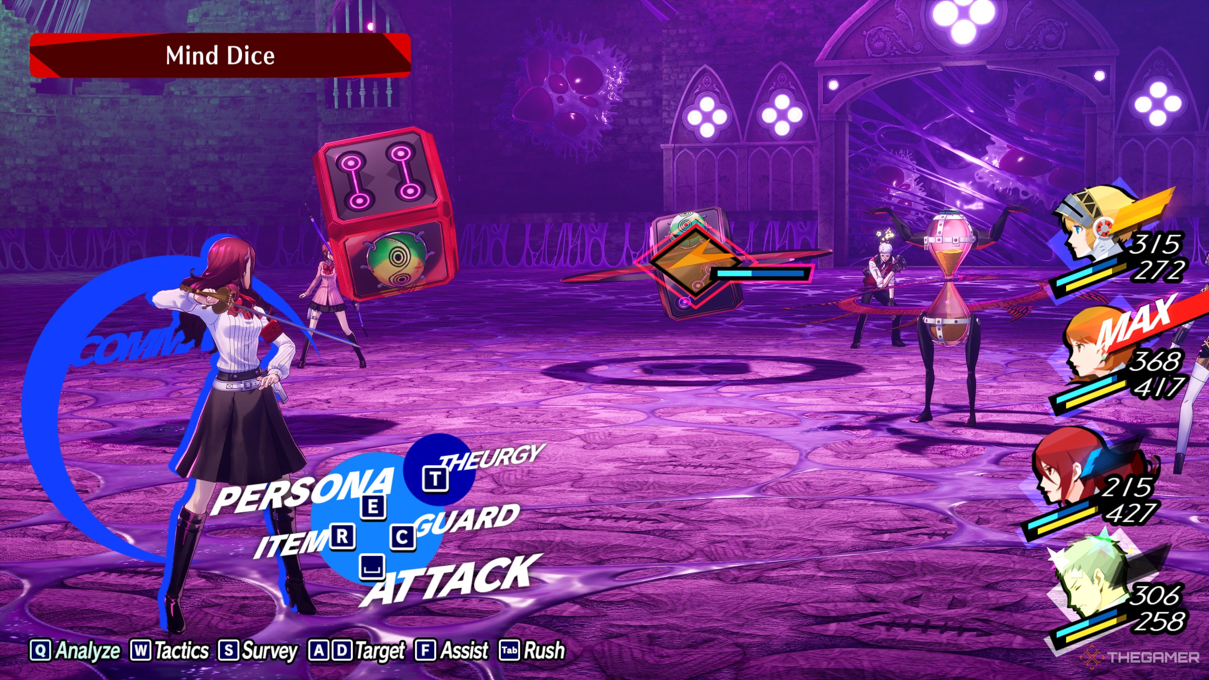 Mitsuru about to attack a Mind Dice Shadow in Ptolomea in Persona 3 Reload.