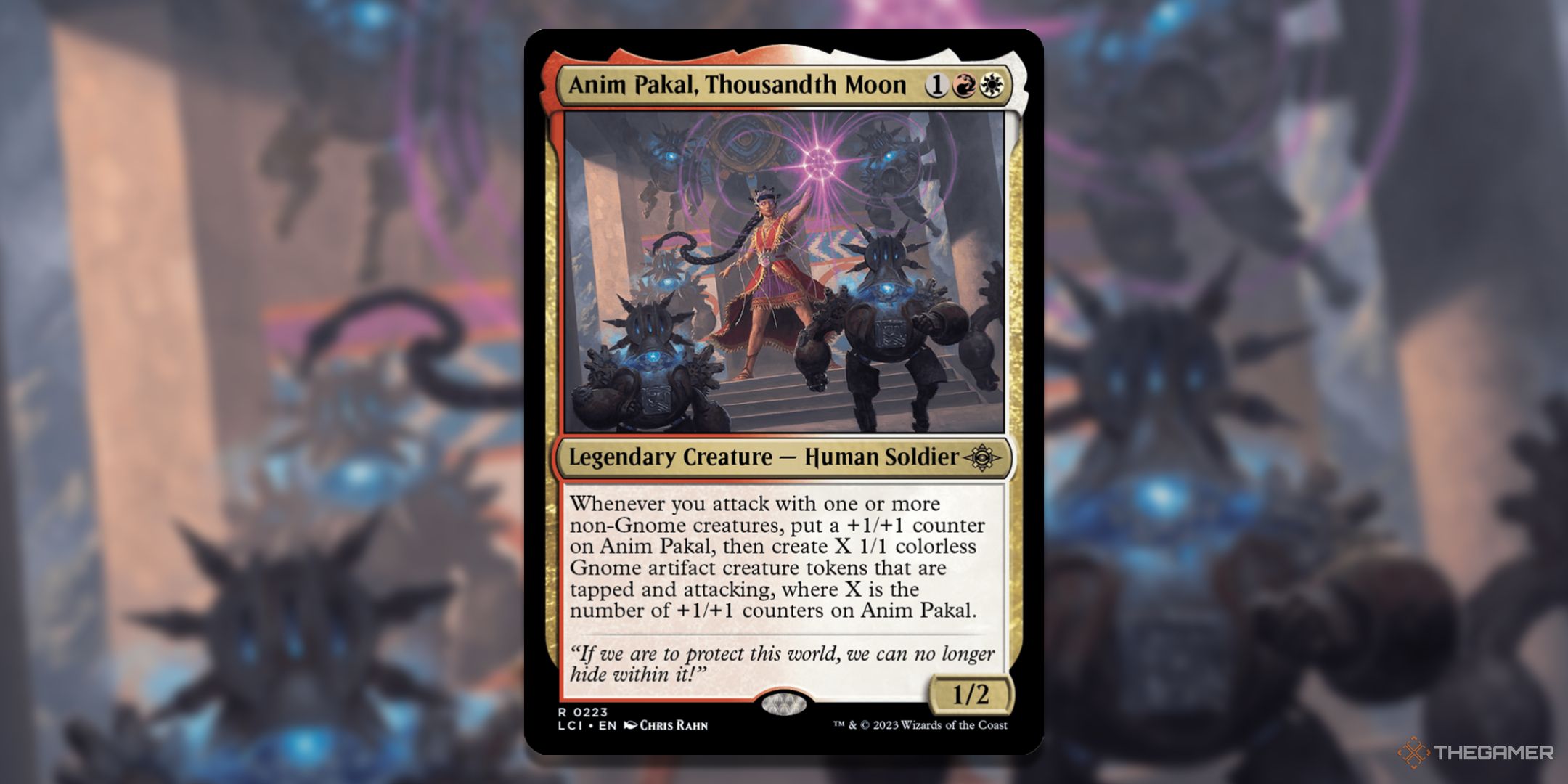 MTG Anim Pakal, Thousandth Moon card with background art.