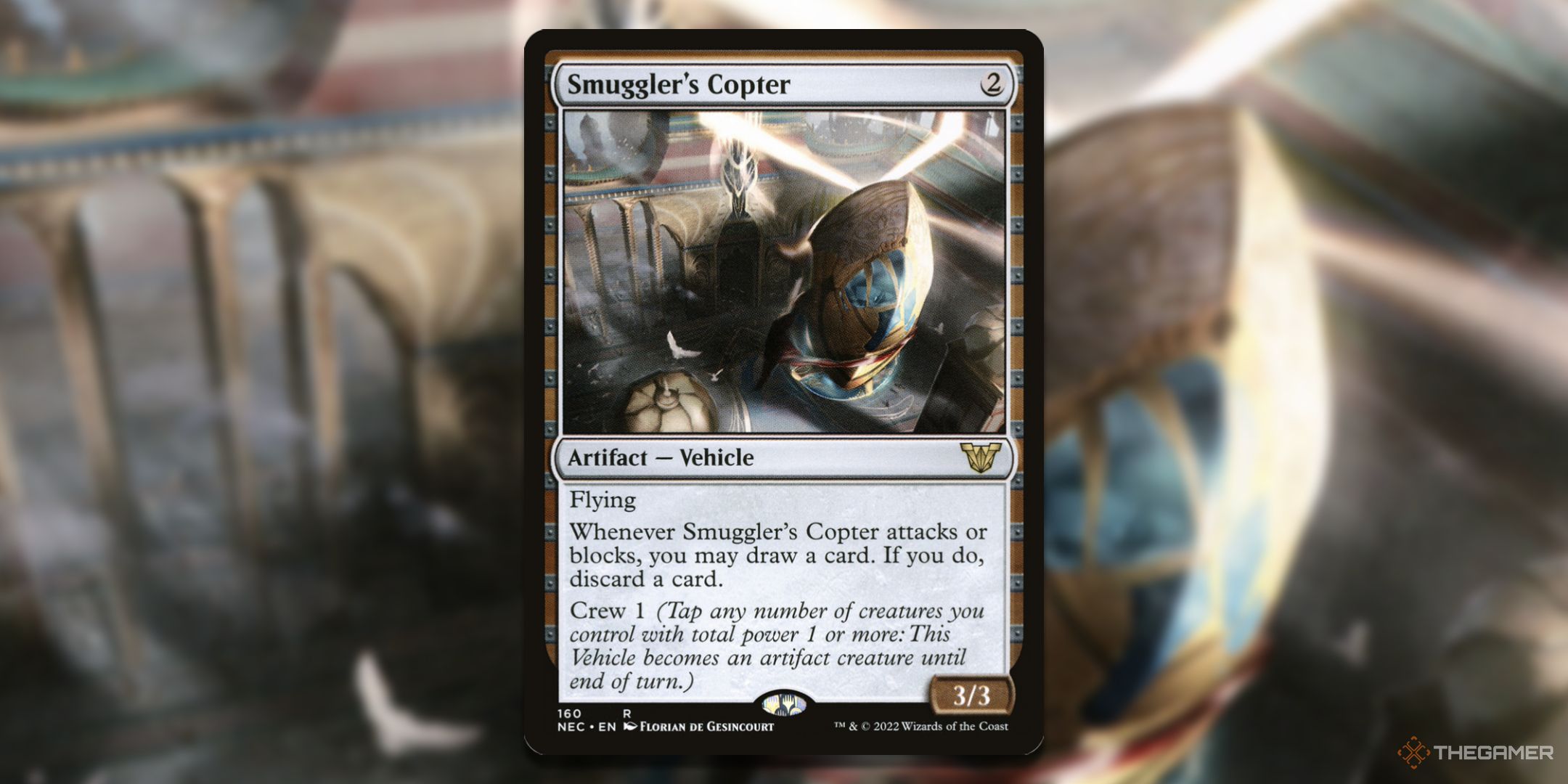 MTG Smuggler's Card Copter with background art.