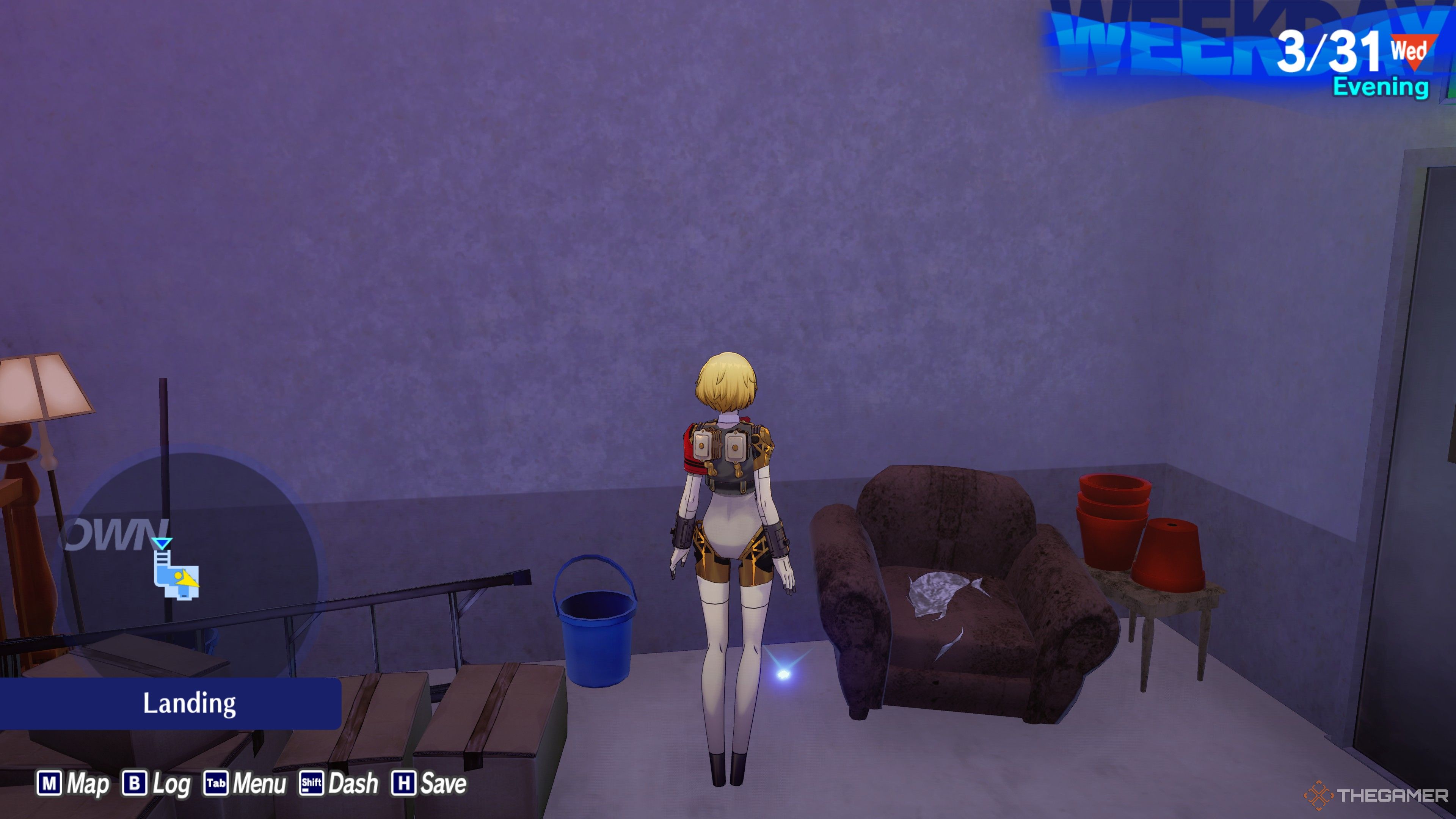 Persona 3 Reload Twilight Fragments on the landing at the dorm by the door to the roof.