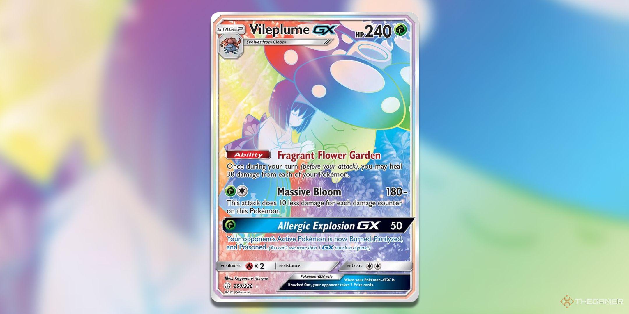 Rainbow Rare Billflux GX Pokemon TCG card art.