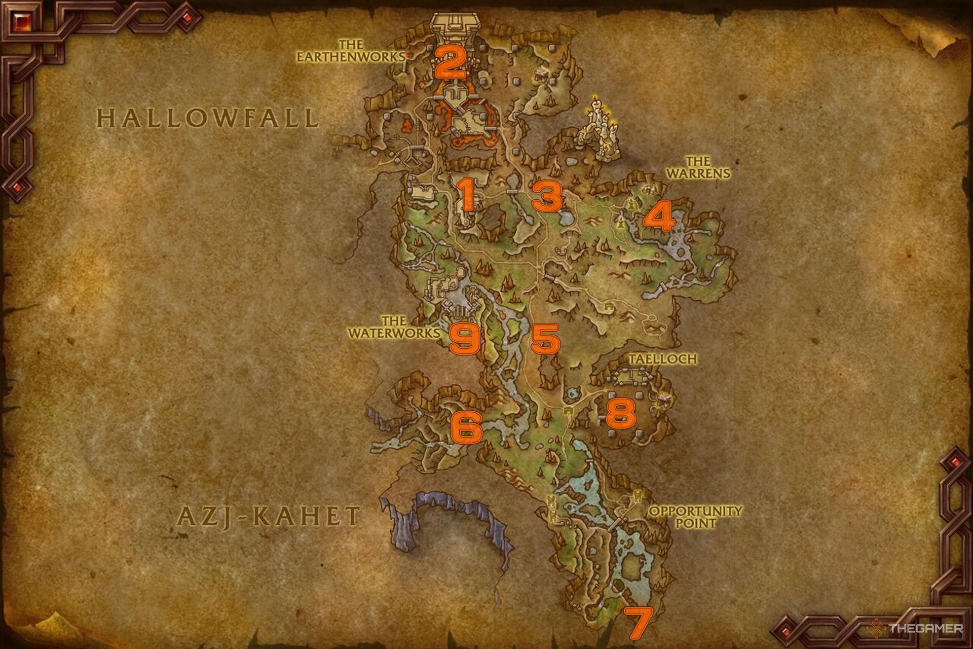 All Skyriding Glyphs in The Ringing Deeps numbered in World of Warcraft: The War Within.