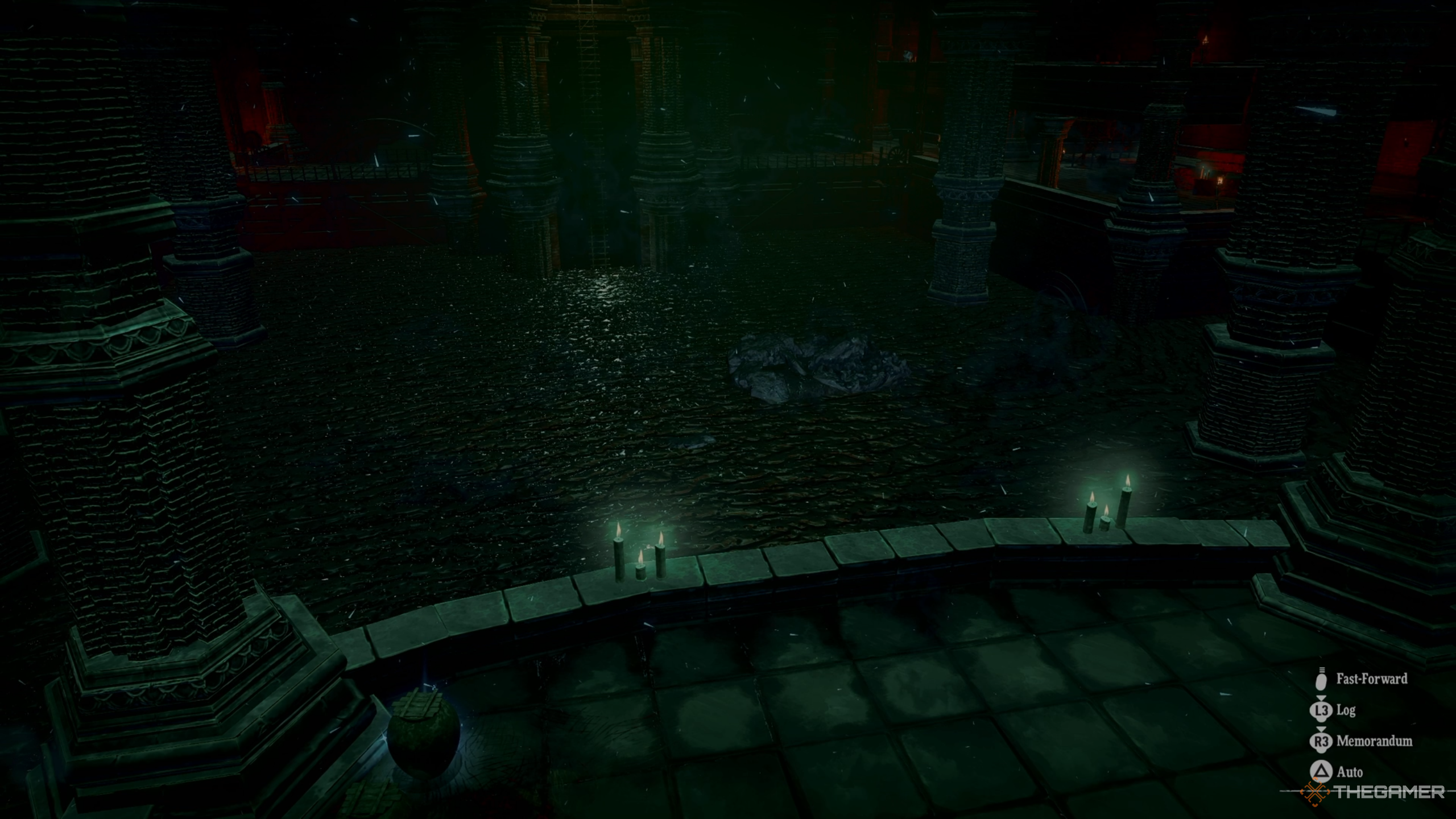 The water level lowers in Kriegante Castle in Metaphor: ReFantazio.