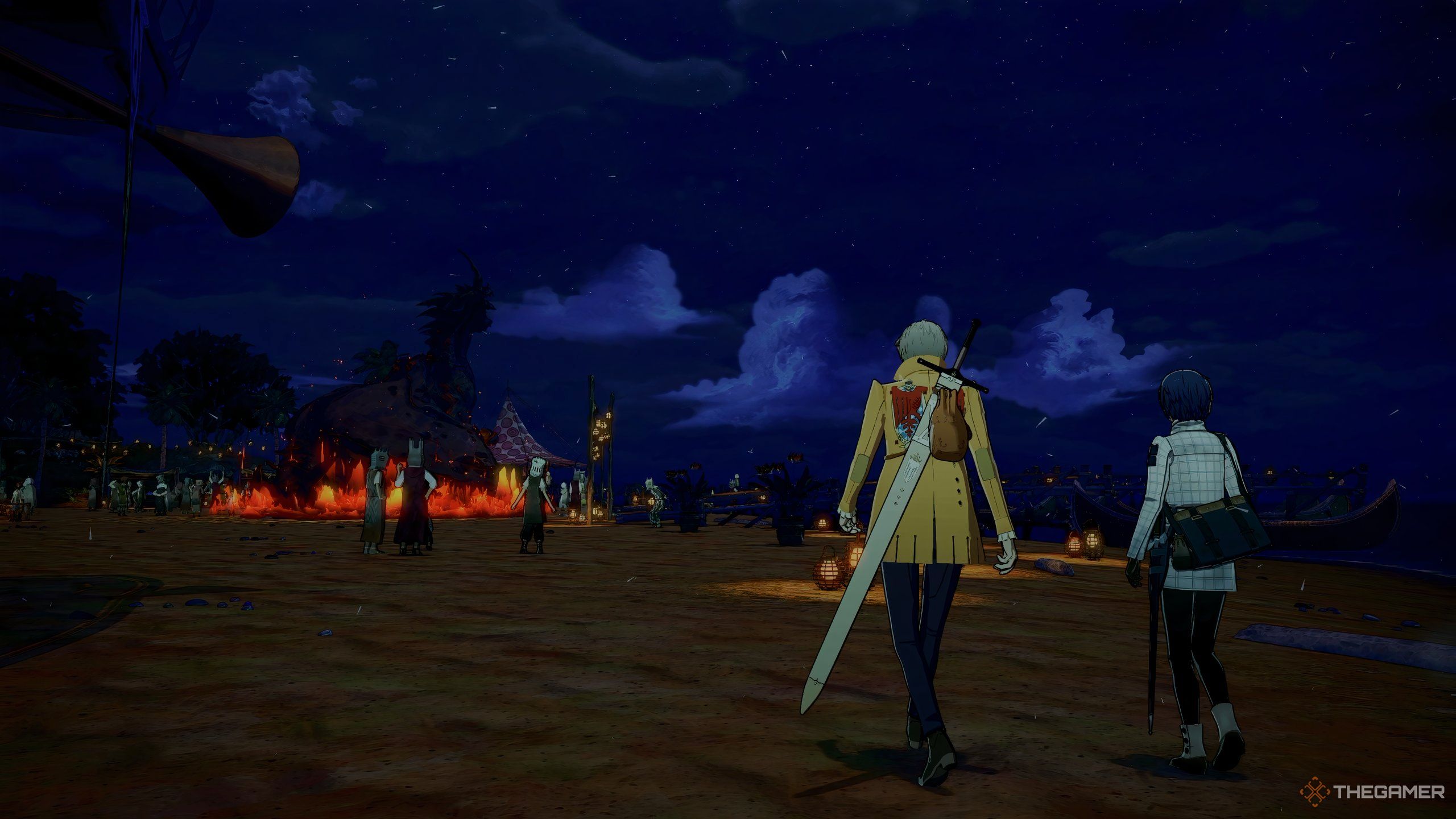The protagonist on a stroll with Strohl in Eht Ria in Metaphor: ReFantazio.