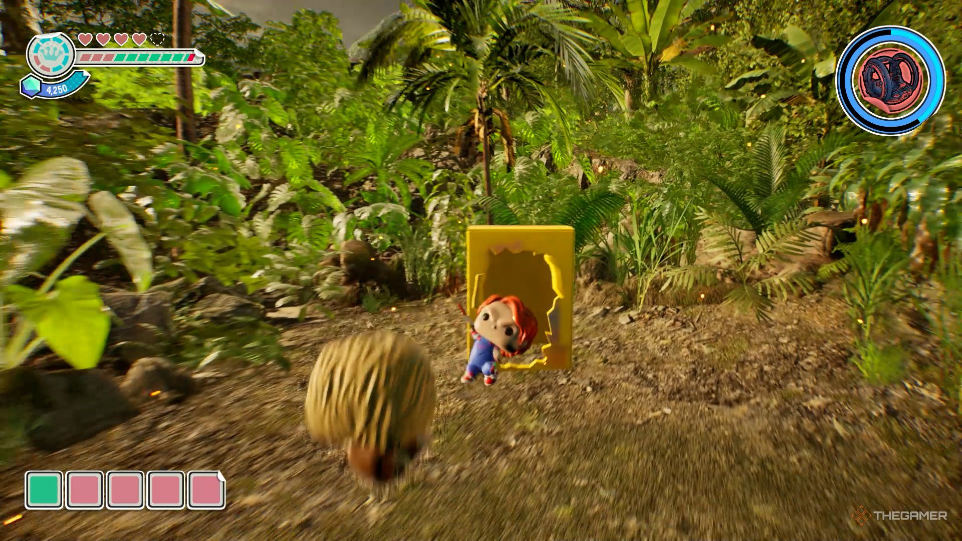 Chcuky emerges from yellow box and attacks Apollo in Funko Fusion.