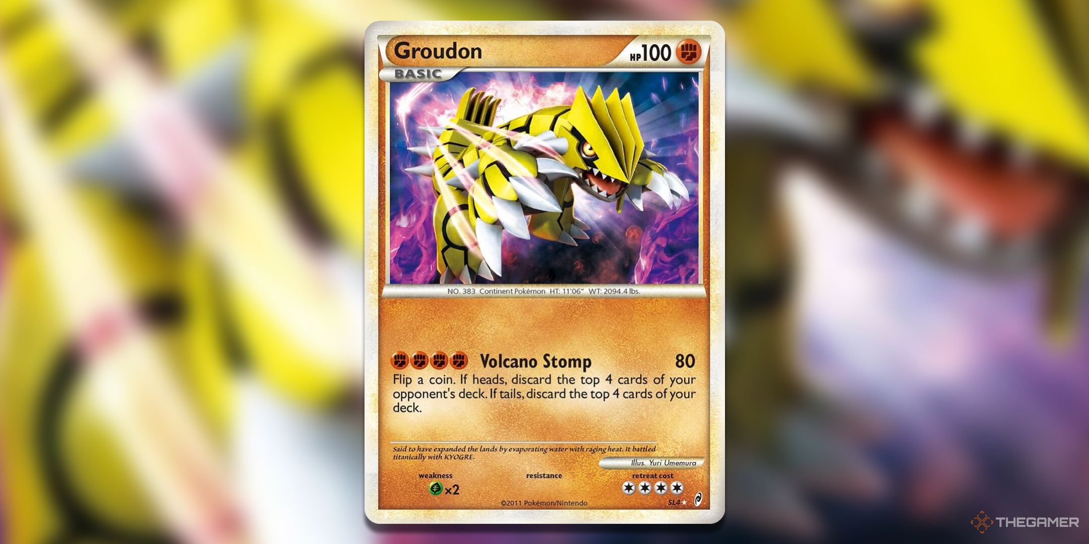 Shiny Groudon Pokemon TCG card art.