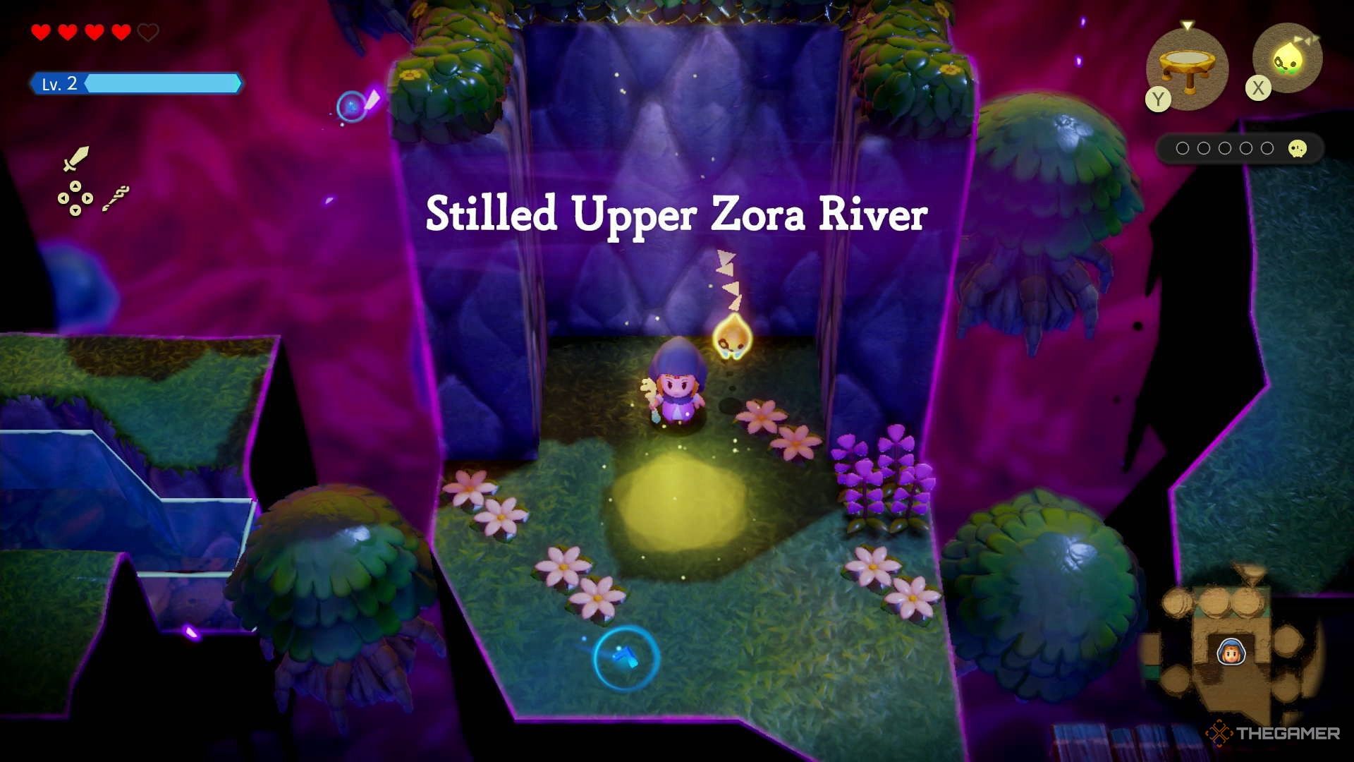 The Zelda and Tri rift names in the Zora River Rift are overlaid with text.