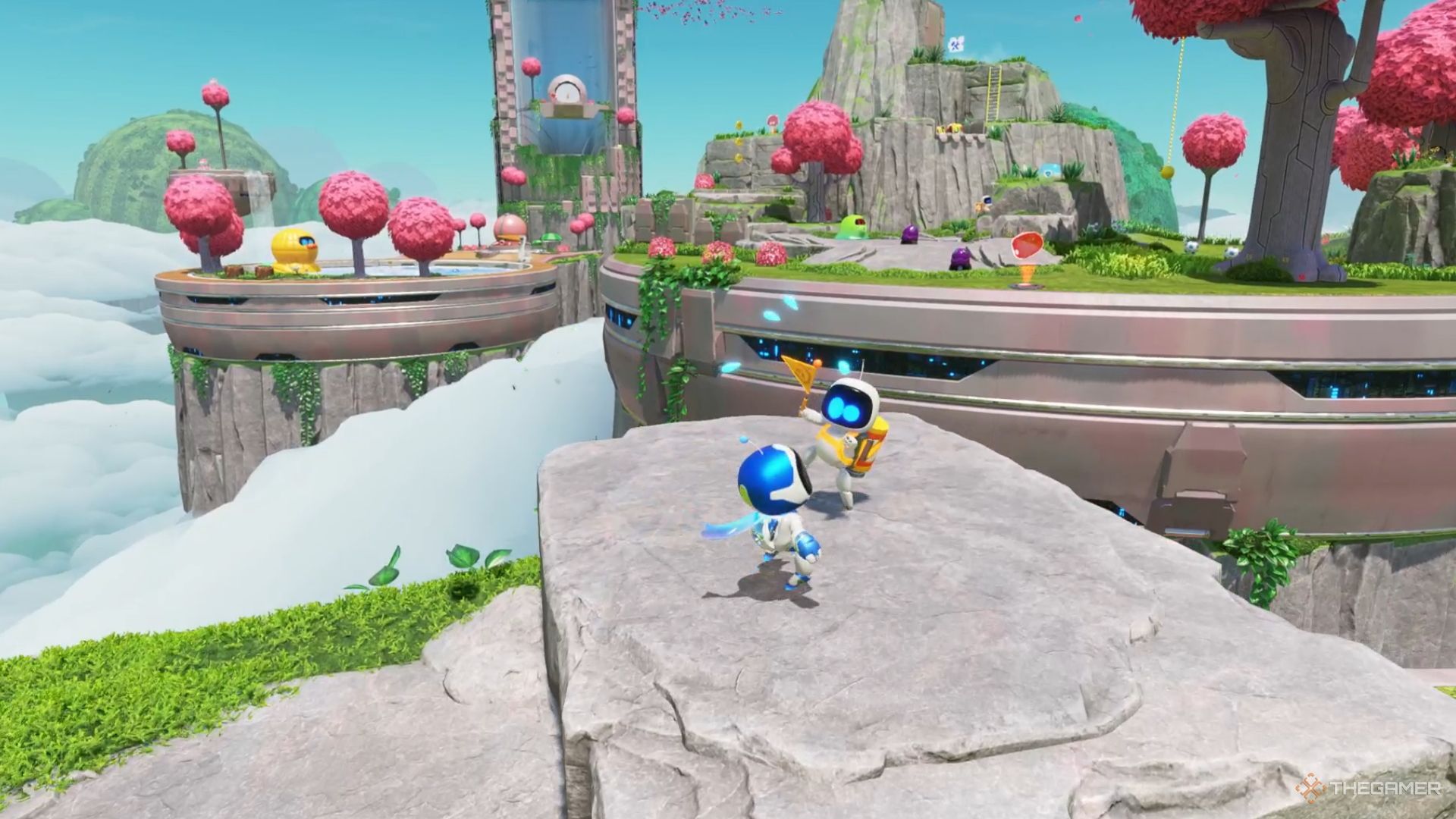 Astro Bot. The Sky Garden Level. Collecting the first bot.