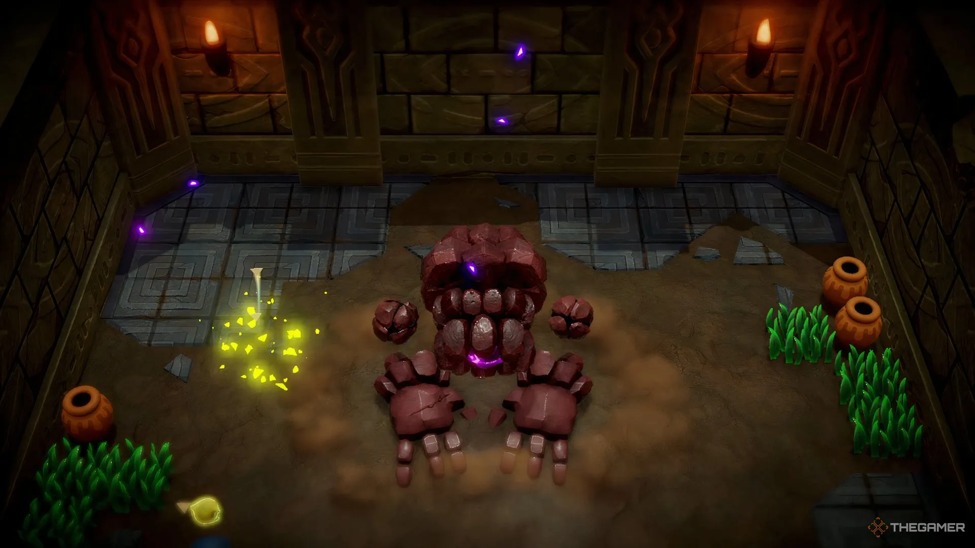 Seismic Talus slams into the ground in rage in Echoes of Wisdom. 