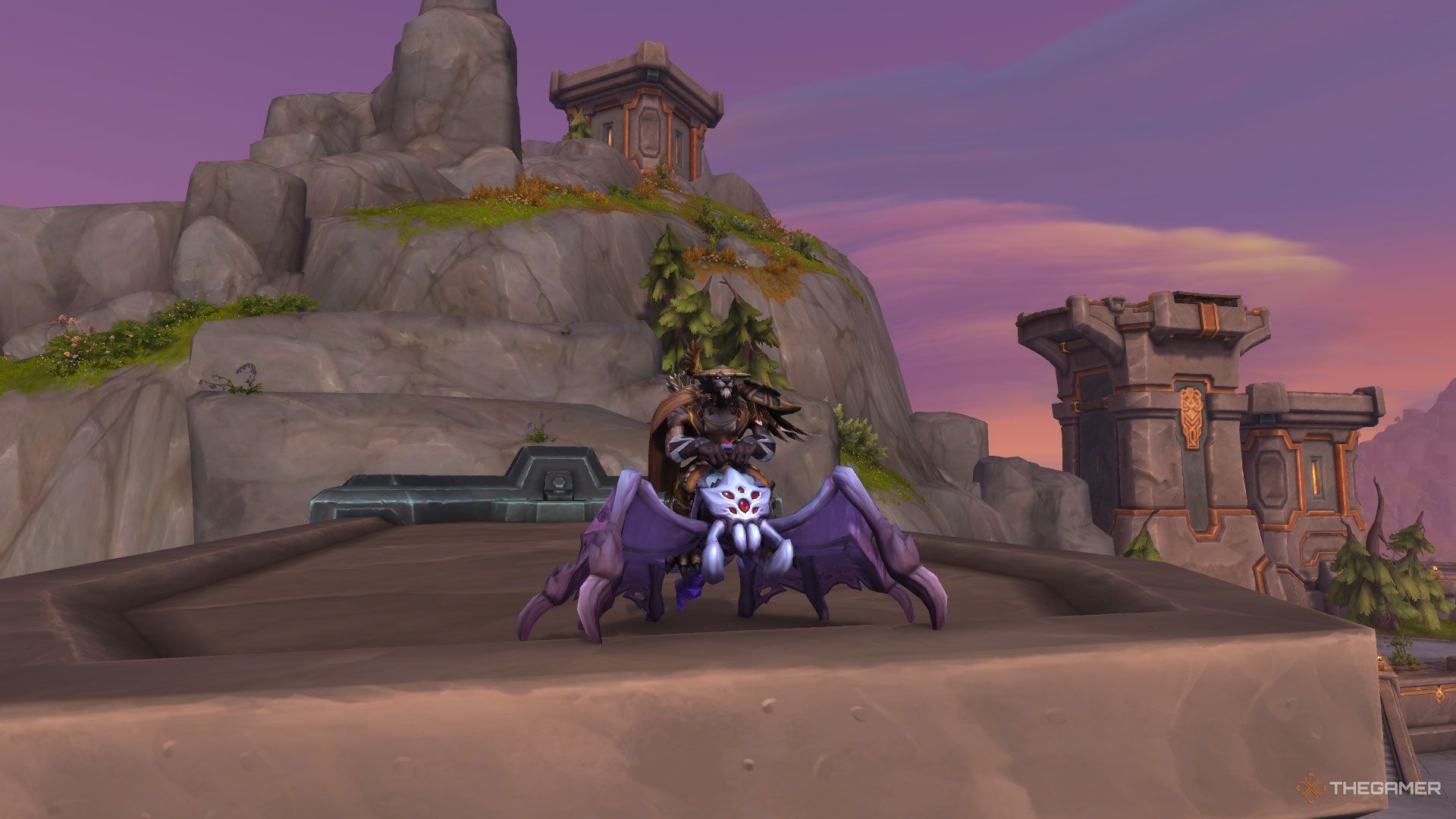 Riding the Swarmite Skyhunter Mount in World of Warcraft: The War Within.