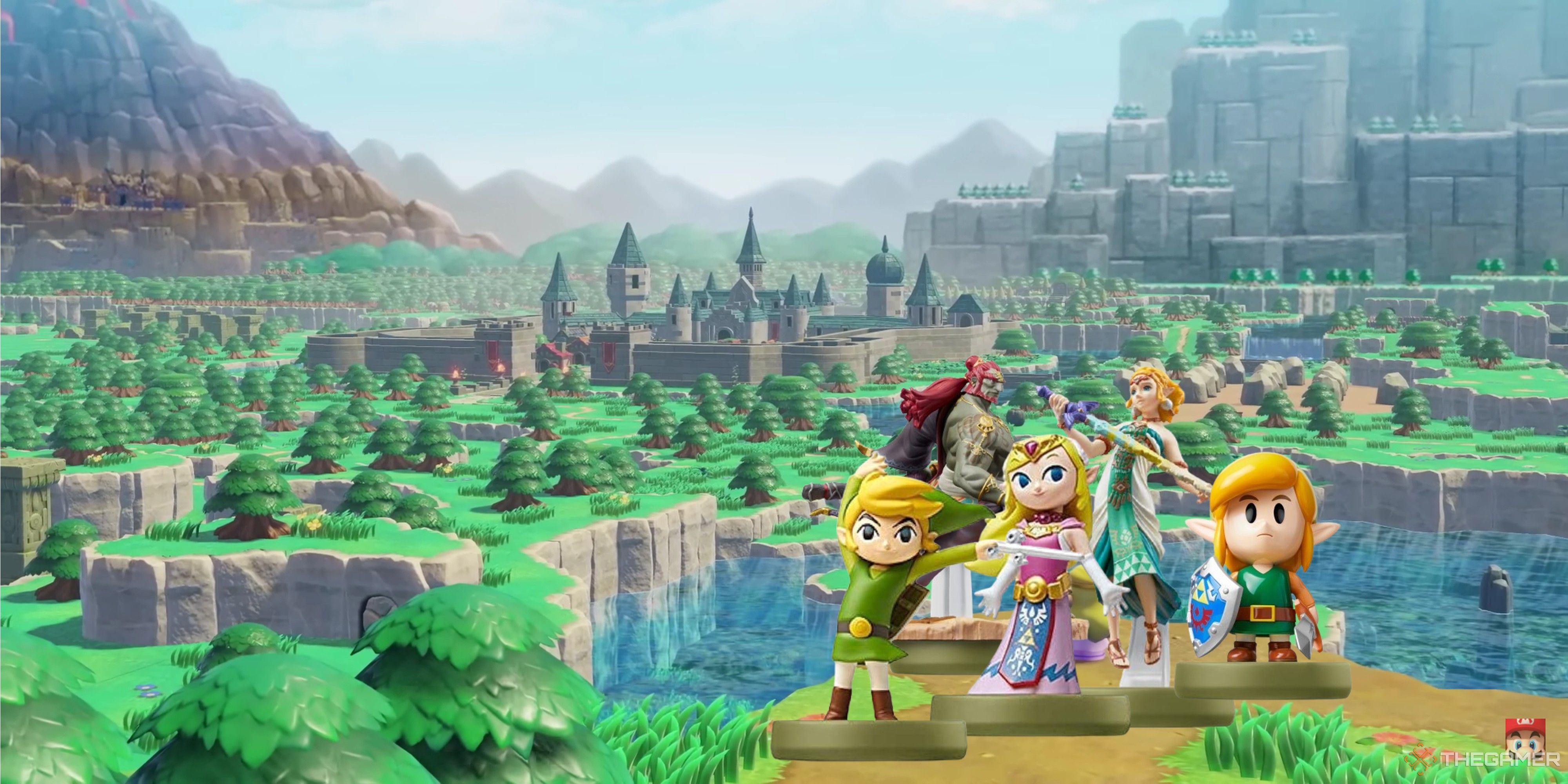 zelda amiibo gathered on a cliff in echoes of wisdom