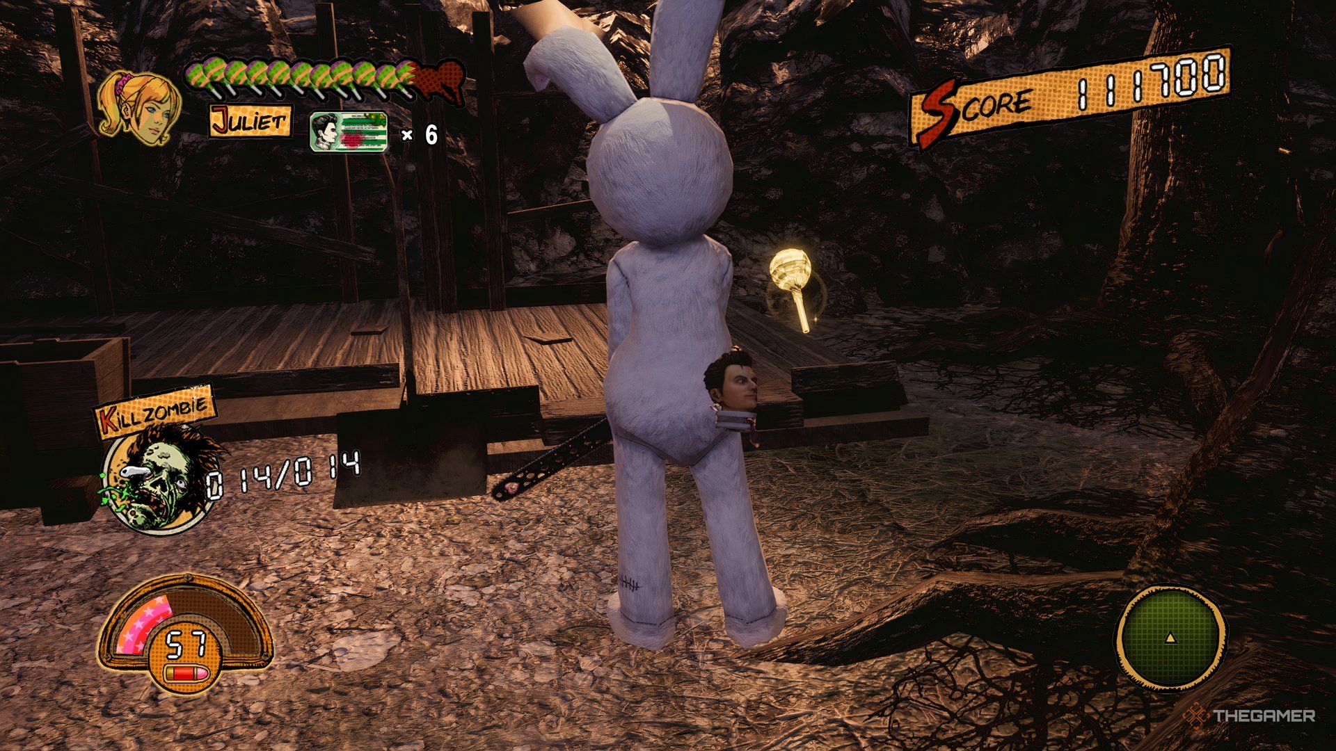A Golden Lollipop found on a wooden platform near the end of the stage.