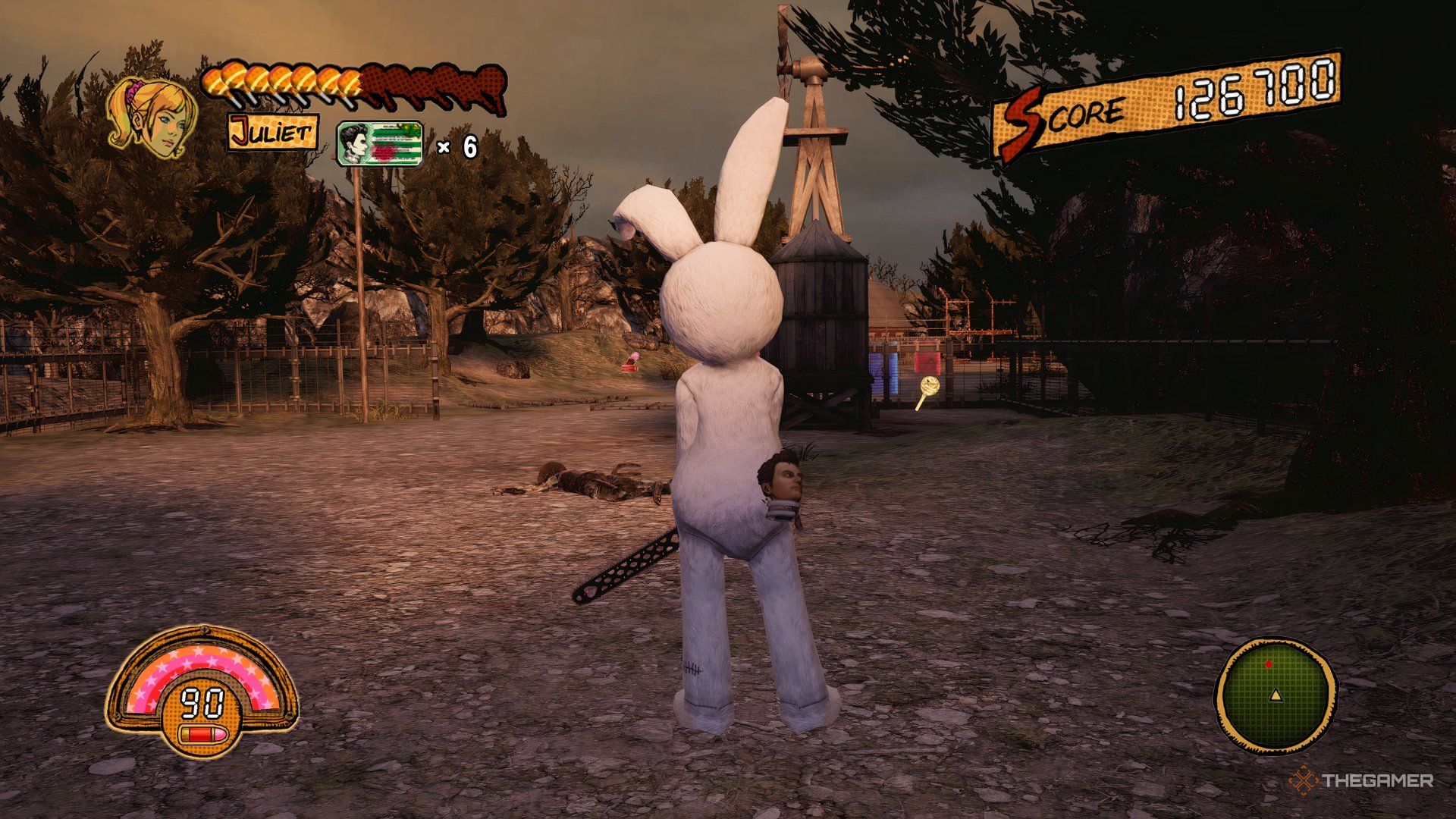 A Golden Lollipop on the left side of a wooden structure before you face the final boss of the stage.