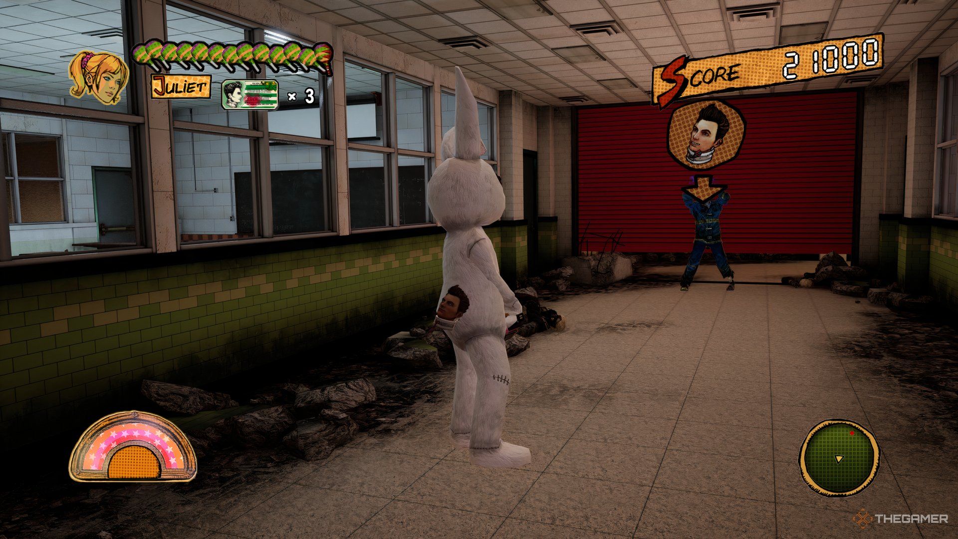 Headless Zombie that you can attach Nick to progress through the area in order to get the gift from Cordelia.