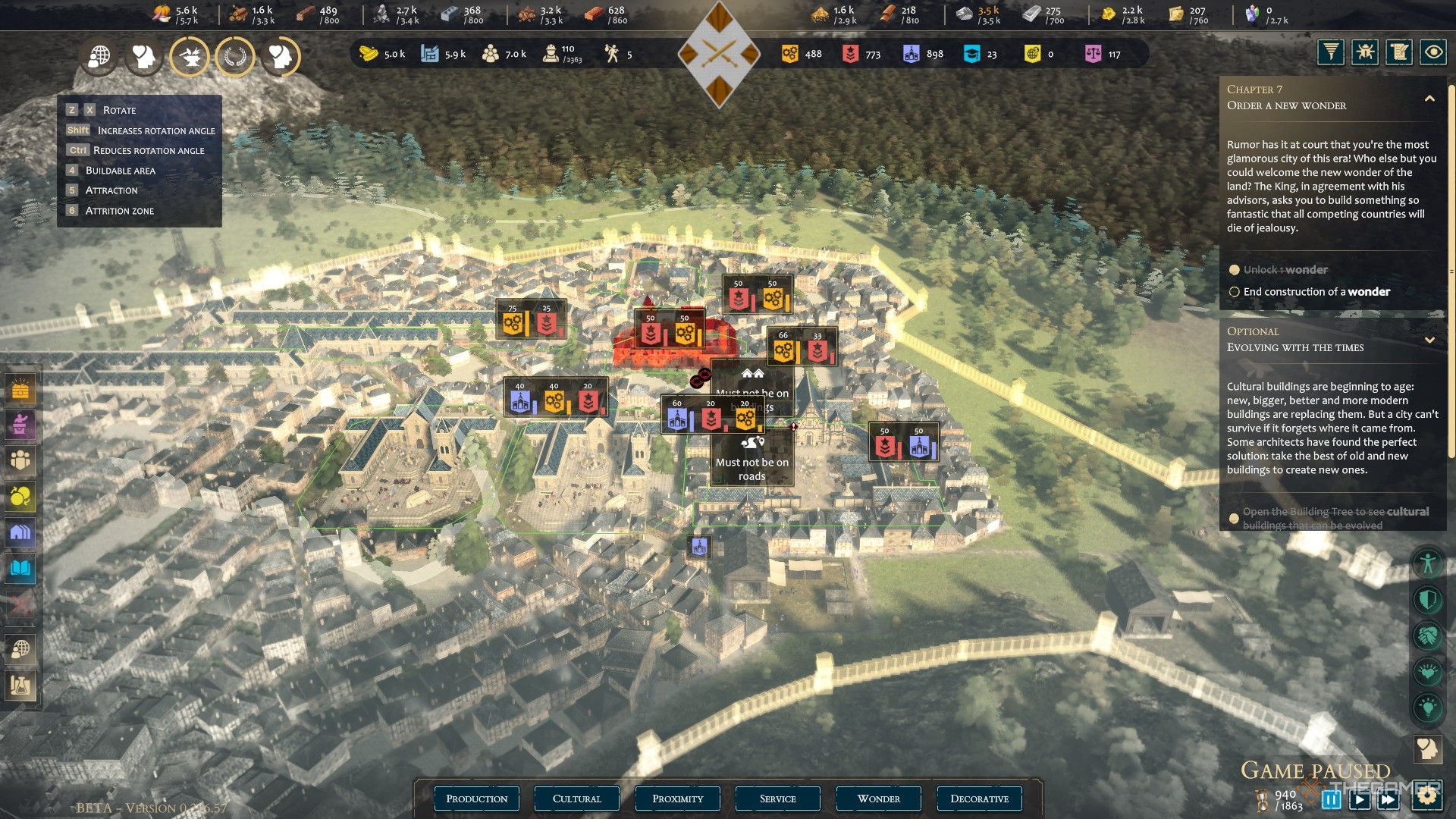 Player is planning the build a structure and checks factions in Memoriapolis.