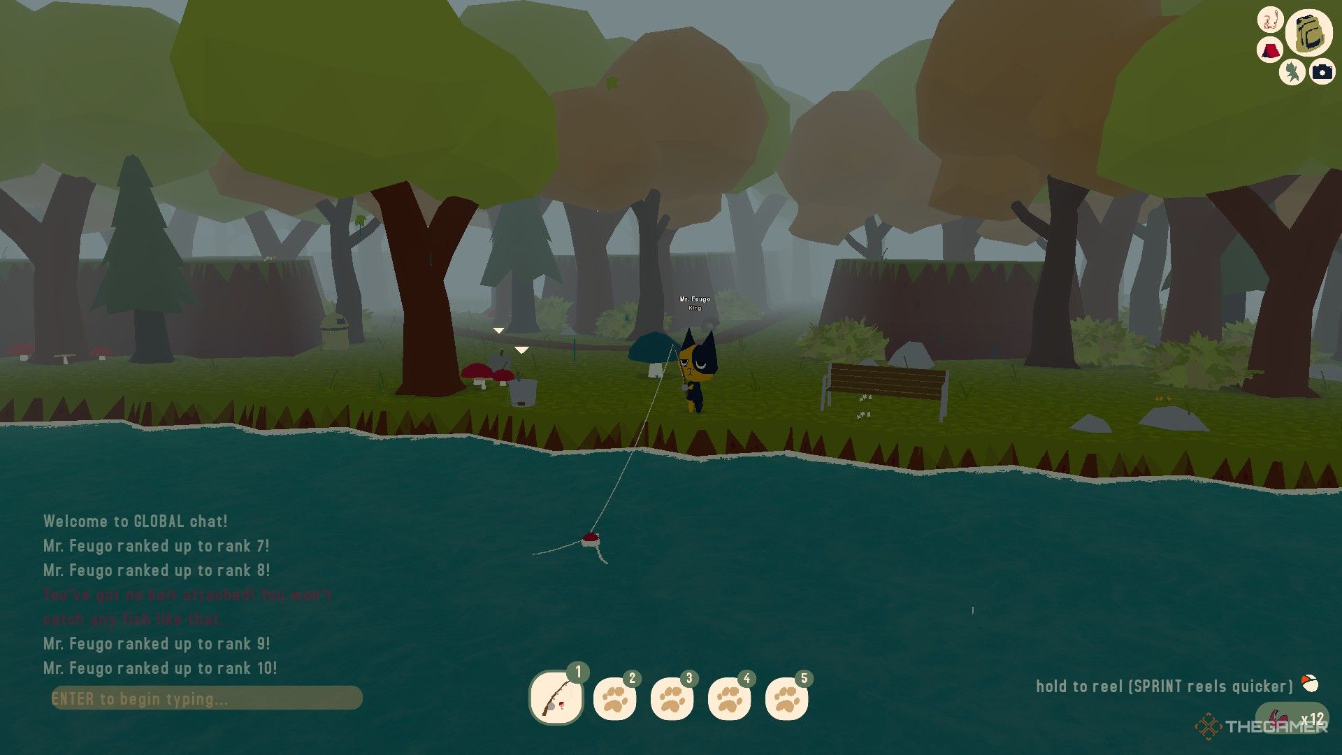 The player is fishing when it rains in Webfishing.