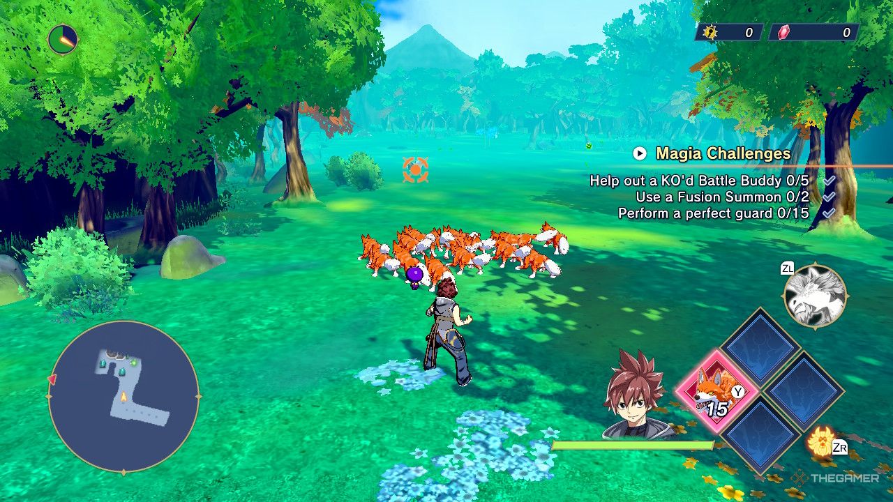 The player has placed a fang in a maze in Farmagia.