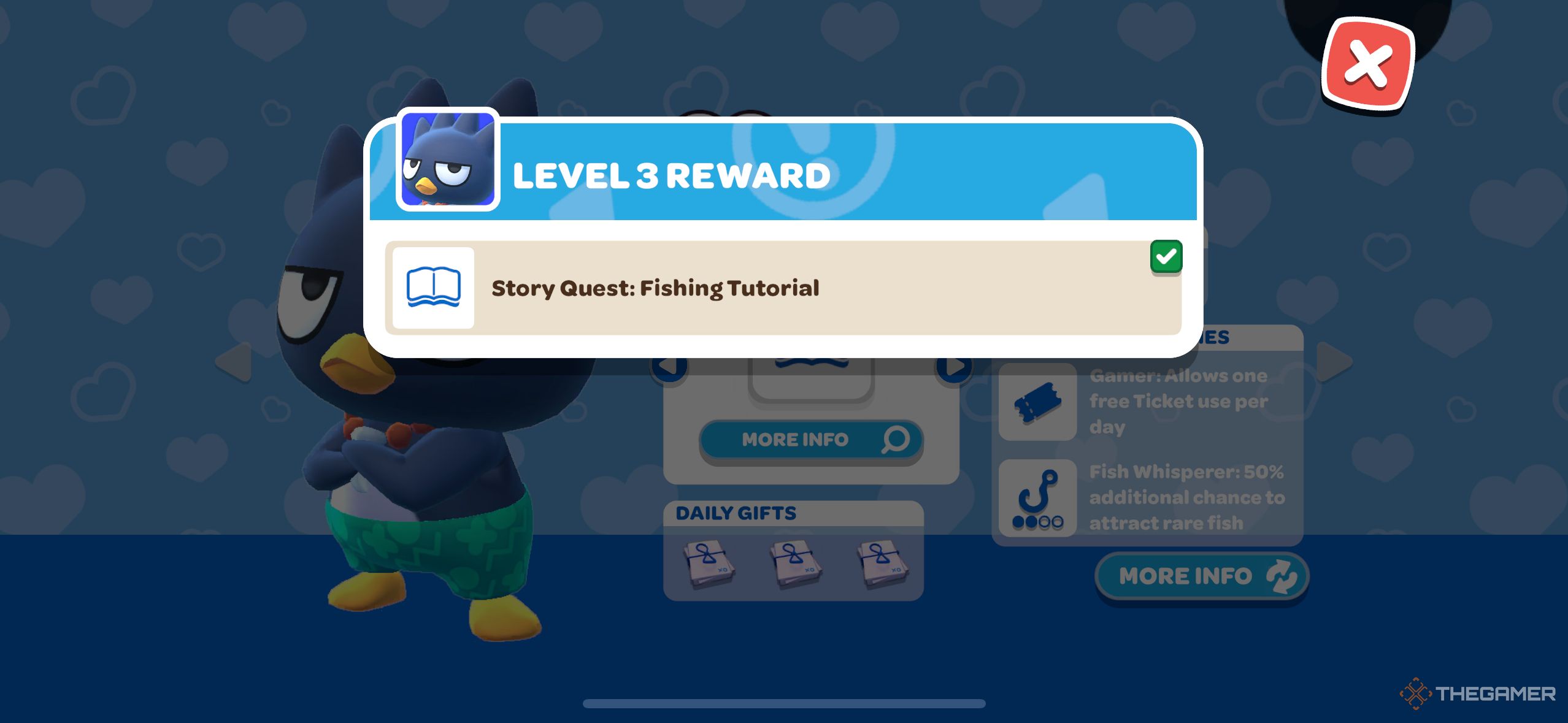 A player looking at the fishing quest in Hello Kitty Island Adventure.